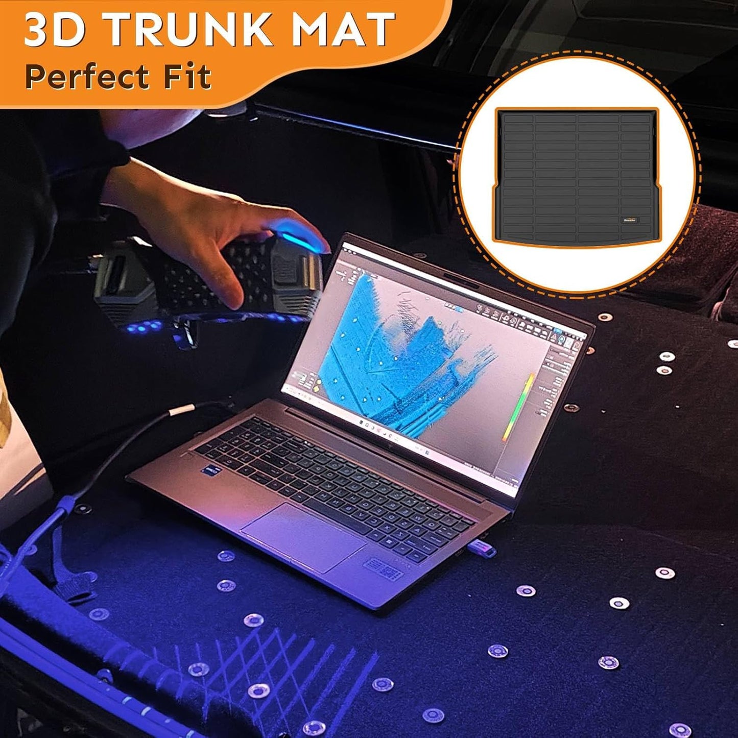 Binmotor-Floor Mats & Cargo Liner for for Expedition Max 2021-2025 (Only for 7 Seats, with 2nd Row Bucket Seat), Expedition Max Active丨Platinum丨King Ranch, TPE All Weather Car Mats Accessories