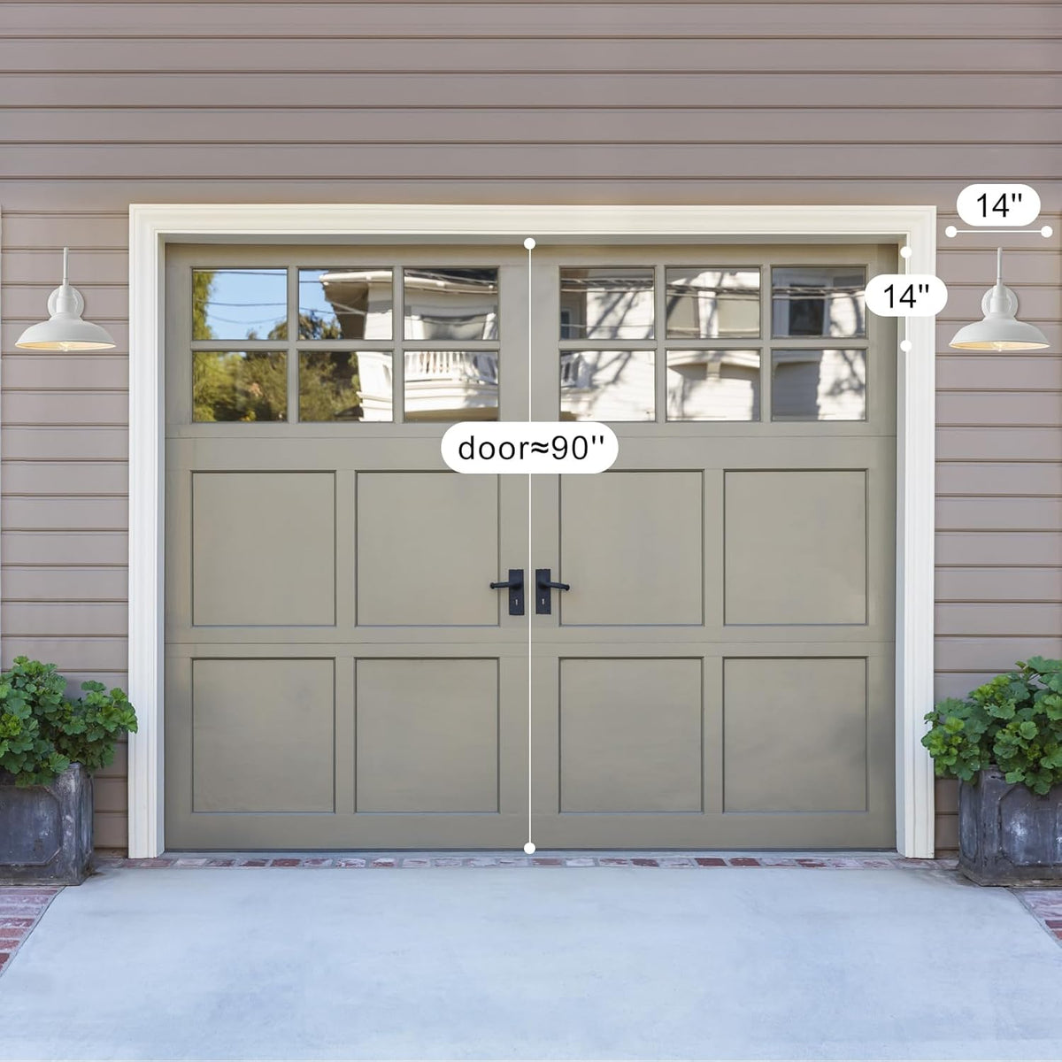 14 Inch Dome Outdoor Gooseneck Barn Light Fixture for Farmhouse, White Exterior Goose Neck Wall Mount Lights for Porch, Barn Style Wall Sconce Lighting for Patio, Garage