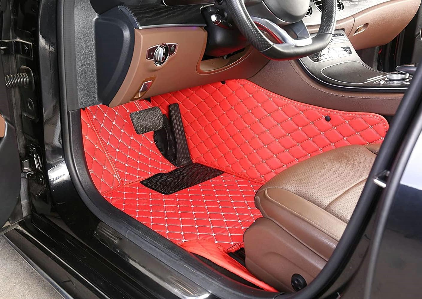 Custom Artificial Leather Waterproof All-Weather Car Floor Mats Fit for 99% Sedan SUV Sports Car Vehicle Car Mat (Black)