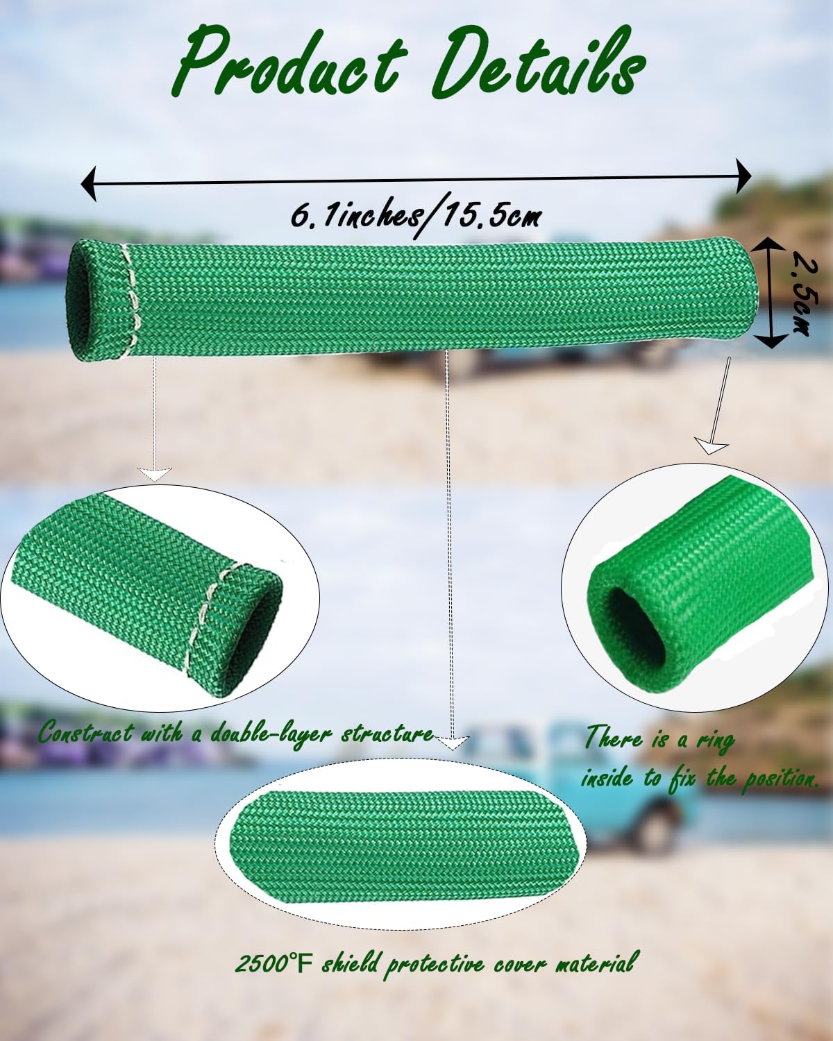 Spark Plug Wire Boots Protector - 8 PCS 2500° Spark Plug Wire Boots Protector, 6 Inches Spark Plug Heat Sleeve Protection Cover Replacement for LS1 / LS2 SBC BBC 350 454 Car Truck, Green