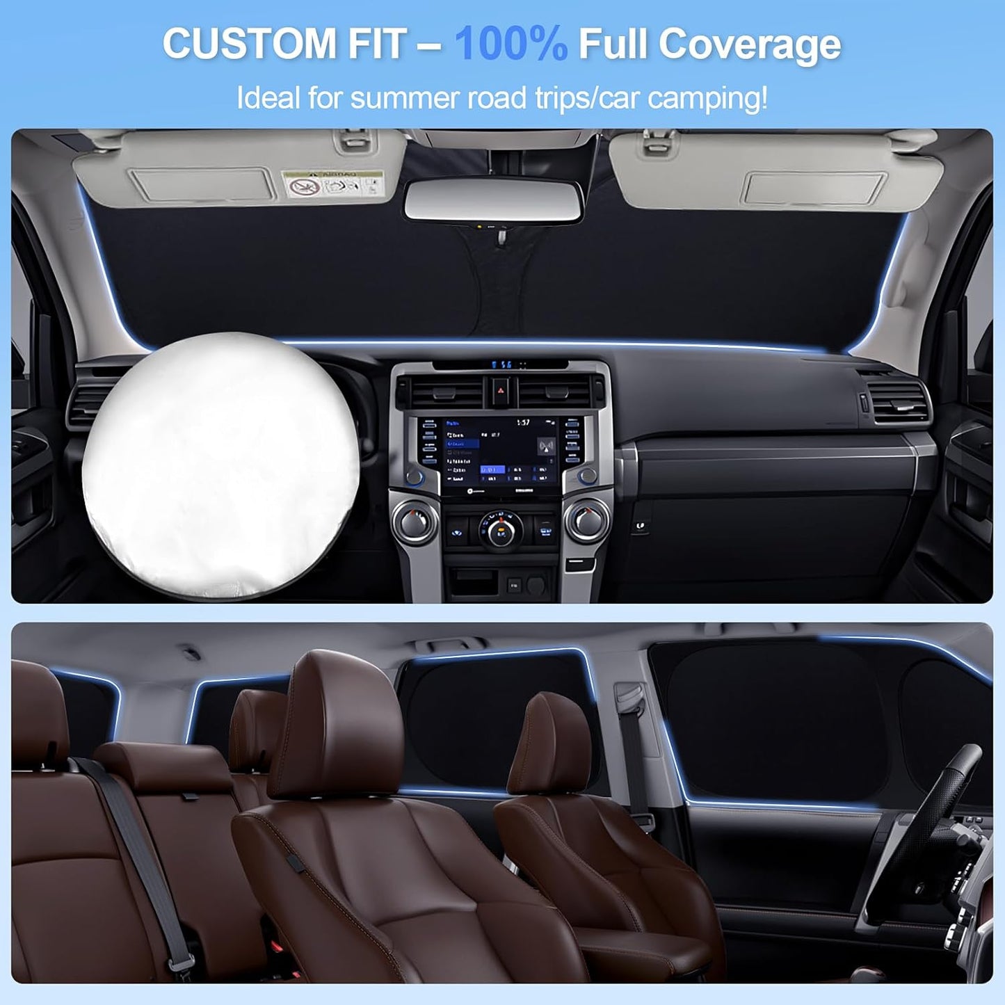 8pcs Car Window Shades for Subaru Outback Wagon 2015-2019 Accessories,Windshield Side Rear Full Sunshade,Sun Visor UV Blocking, Privacy Protection and Blackout for Camping Outdoor