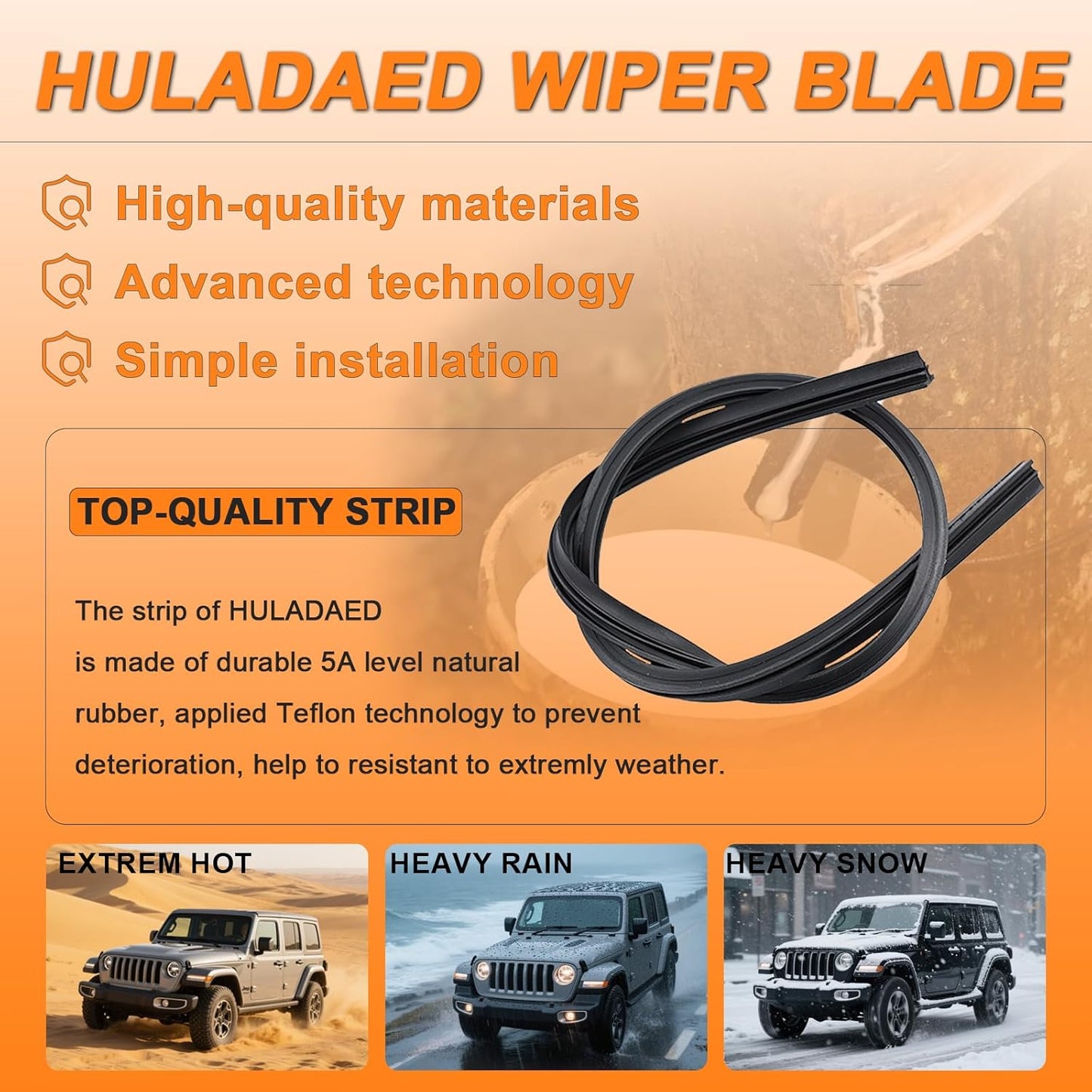 HULADAED® 22''+21''+11'' Windshield Wipers Replacement for Jeep Grand Cherokee 2021-2014,Silicone Front Rear Wiper blades for MY Car-All Weather & Quiet(3 PACK)