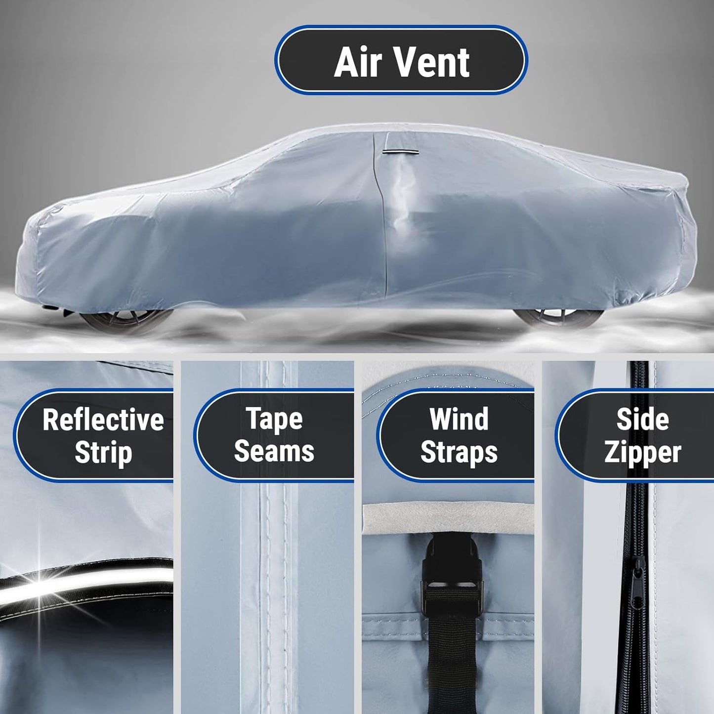 iCarCover Premium Car Cover for 1965-1970 Pontiac Parisienne 4-Door Heavy Duty Waterproof All-Weather Automobiles Custom Fit Indoor Outdoor UV Snow Protection Covers with Straps and Bag
