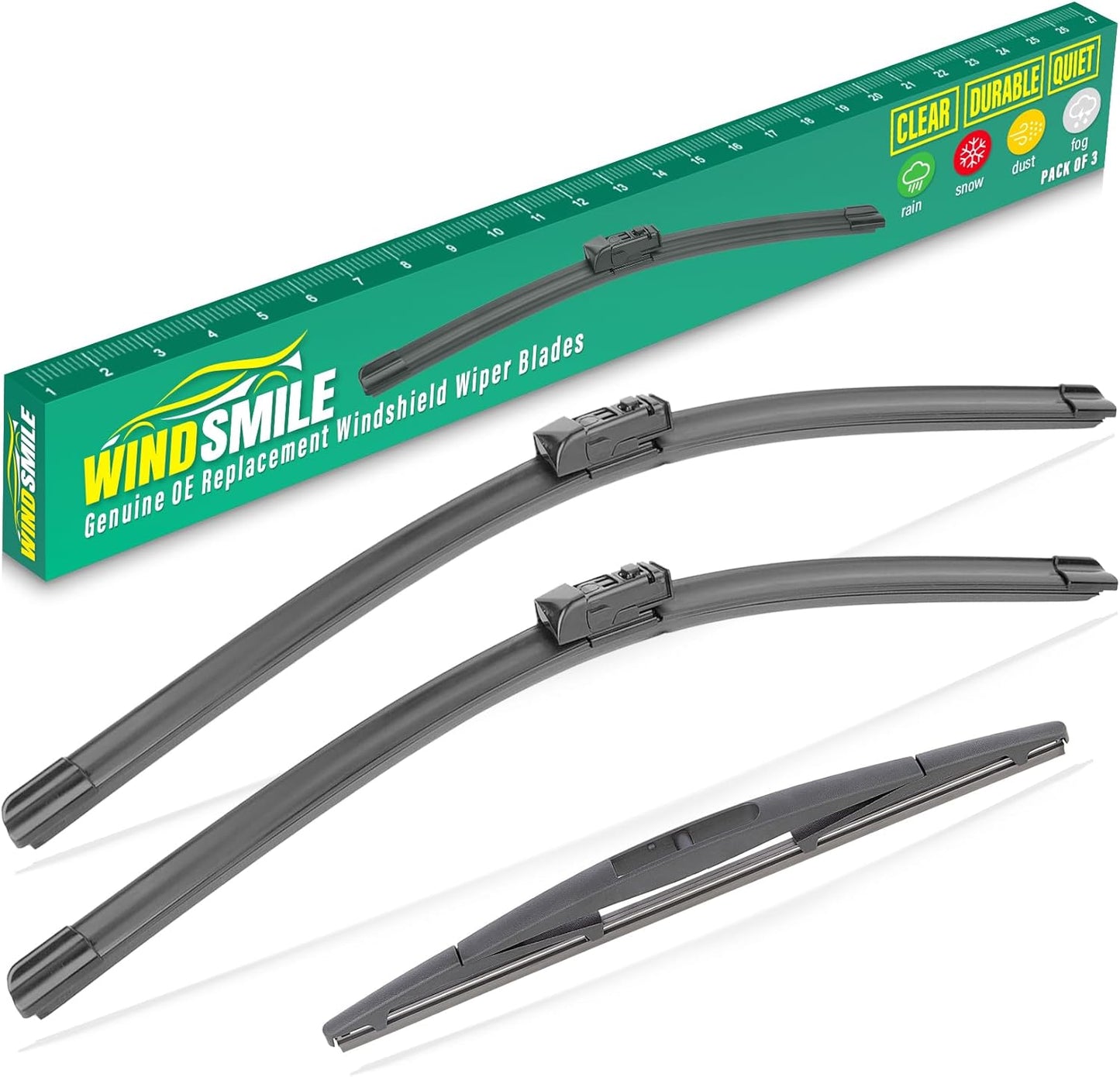 26" 16" 14" Windshield Wiper Blades Replacement for Toyota CHR C-HR 2018 2019 2020 2021 2022 Premium All Weather Front Rear Wipers Set - OEM Quality (Pack of 3)