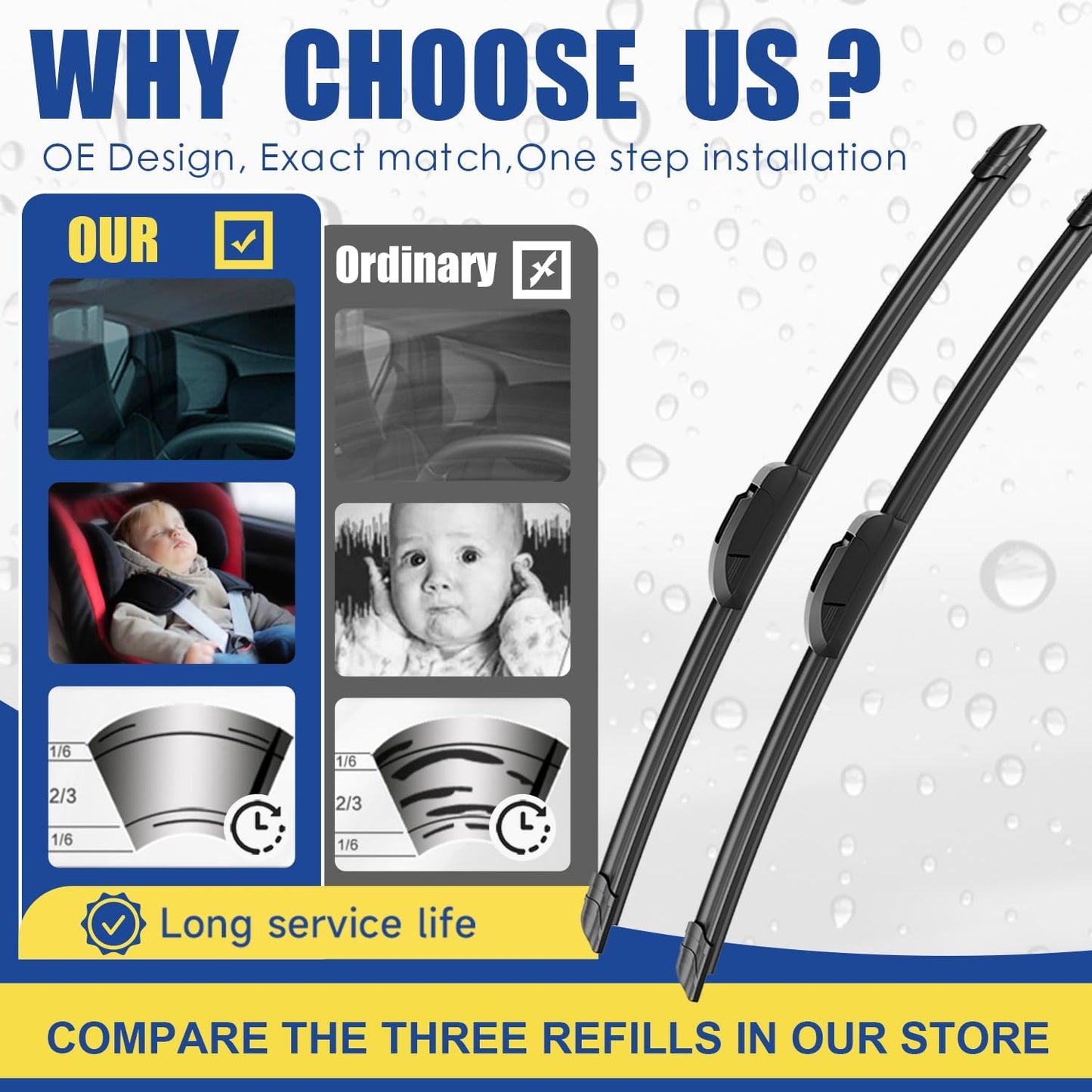 3 wipers Replacement for 2018 2019 2020 2021 2022 2023 Nissan Kicks Windshield Wiper Blades Original Equipment Replacement - 26"+16"+12" (Set of 3) U&J HOOK