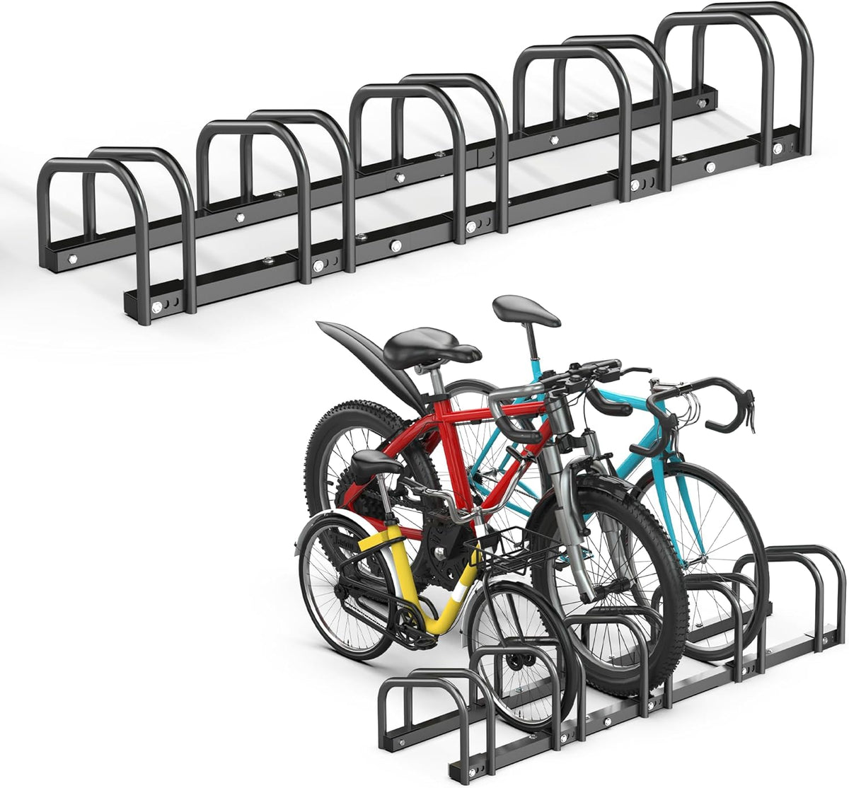 Ultrawall Bike Storage Rack for Garage, 5 Bikes Floor Bike Stand, Bicycle Parking Holder Stand for Indoor/Outdoor, Fit 22-28" Wheel Tire Width 2.1"