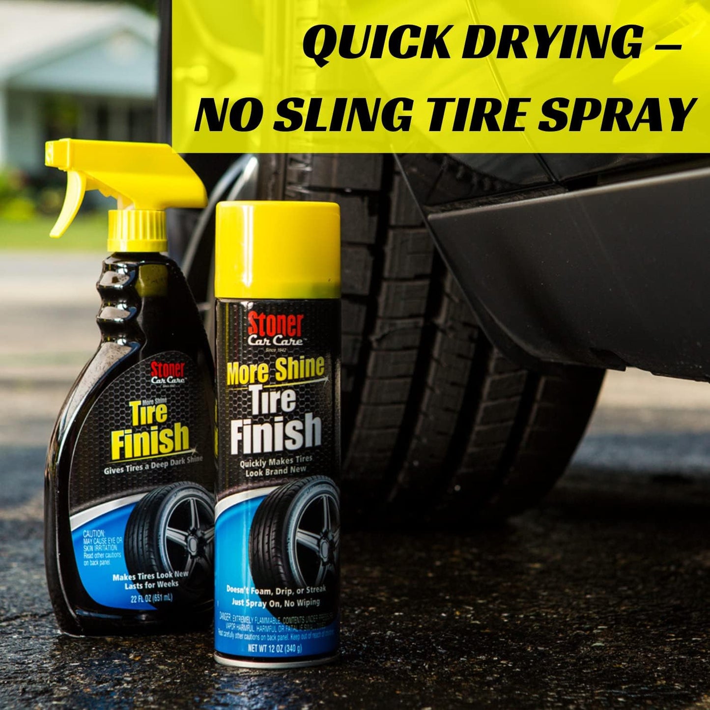 Stoner Car Care 91094-4PK More Shine Tire Finish for Tire and Wheel Care Creates a Long-Lasting, Rain-Resistant Tire Shine, Makes Faded Tires Look New, Non-Greasy Formula, 12 Oz, Pack of 4