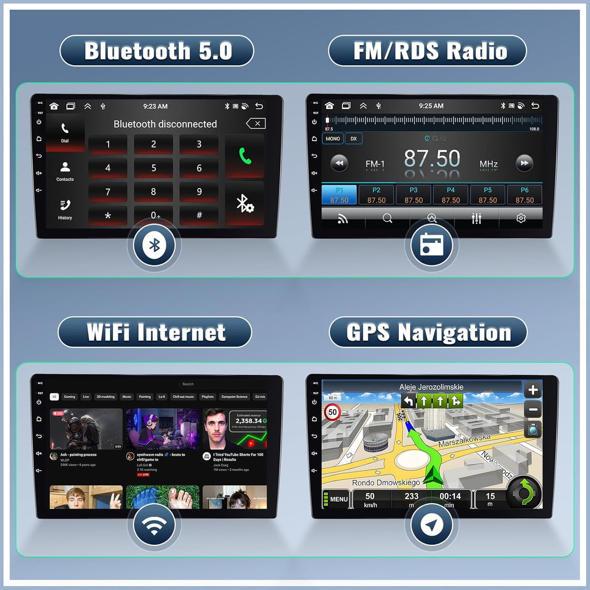 UNITOPSCI 4G+64G 8Core Android 13 Car Stereo for Hyundai Tucson 2015-2018 Wireless Apple CarPlay Android Auto 9” Touchscreen Bluetooth 5.0 GPS Navi DSP Mirror Link WiFi FM/RDS SWC+Backup Camera Mic