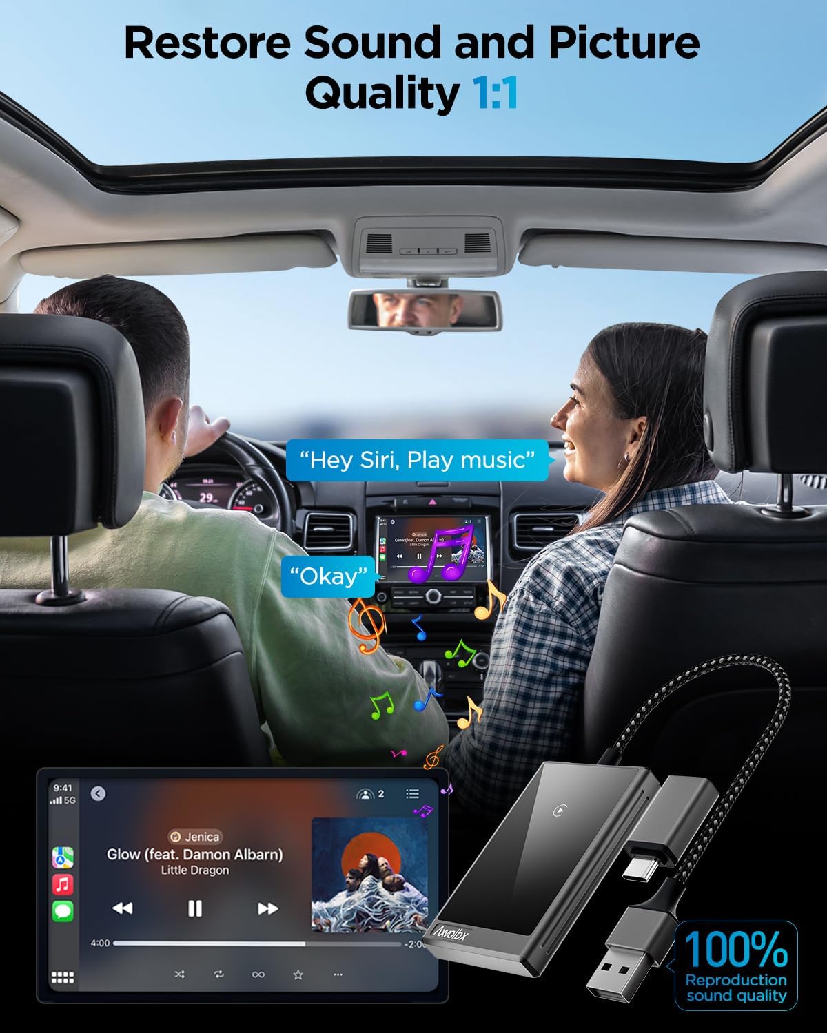 Wireless CarPlay Adapter for iPhone,2024 Upgraded Dual-core 5G Chip,Converts Wired to Wireless Carplay Dongle,Fast Connection Plug & Play, Fit for Cars with Built-in Wired CarPlay (Black Grey)