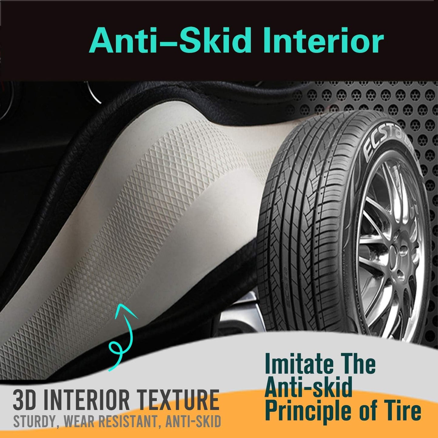 PINCTROT D Shaped 14 Inch Small Sized Steering Wheel Cover Great Grip with 3D Honeycomb Anti-Slip Design, Flat Bottom 14 Inch (Blue)