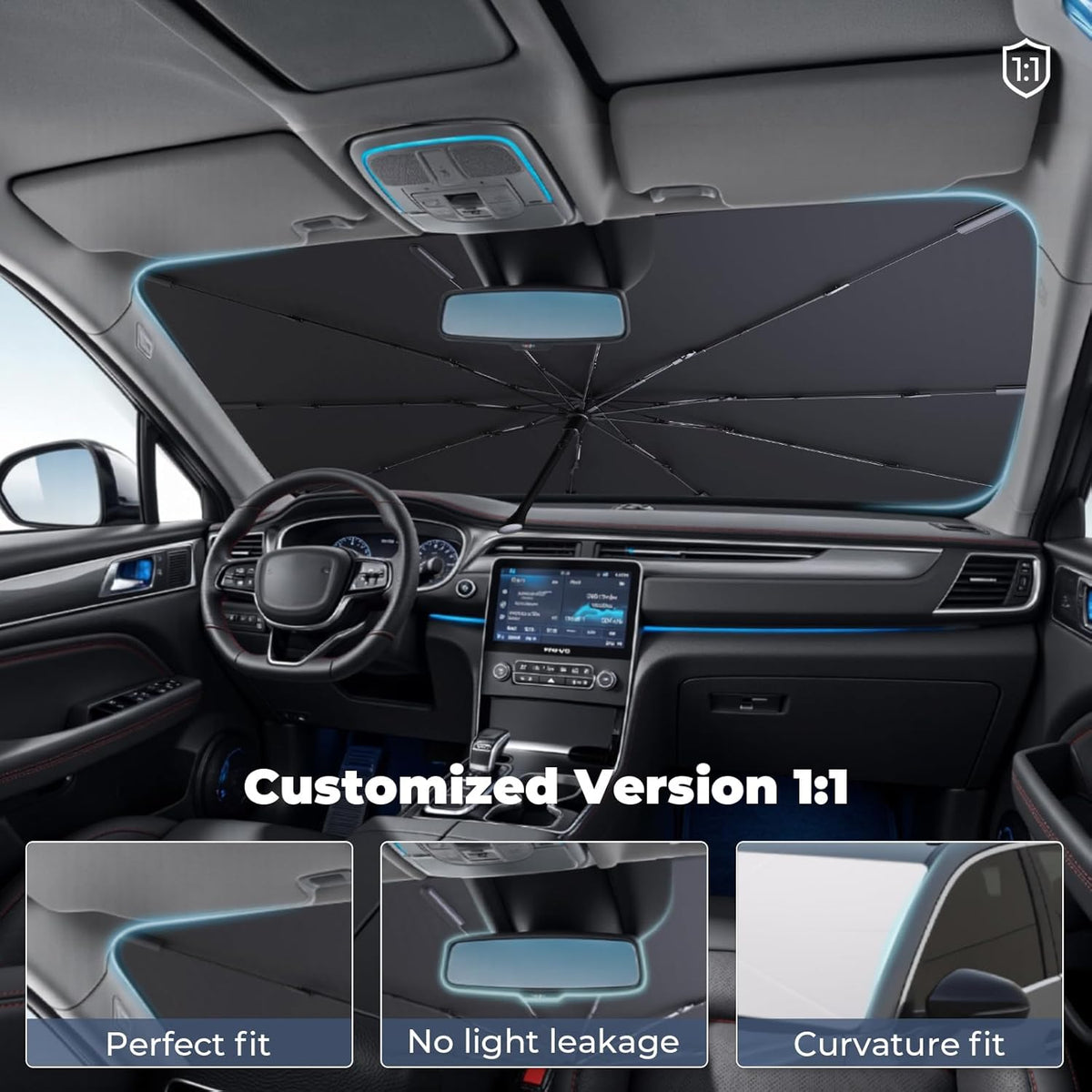 Windshield Sun Shade Umbrella: for Honda Accord 2022 2023 2024 2025 - Front Car Window Shades - Double 11th-Accord Thickened Foldable Automotive Sunshades Block UV Keep Cool