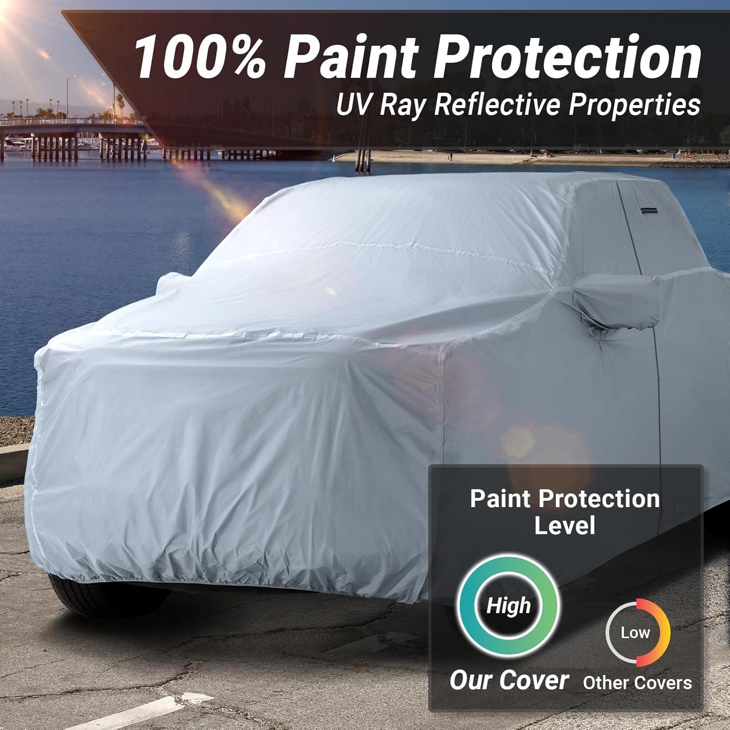 iCarCover Fits 2011-2024 Crew Cab, 6.4 ft Regular Bed RAM 1500 Truck Cover Automobiles Form-Fit Padded Full Exterior Waterproof Automobiles Protection Covers