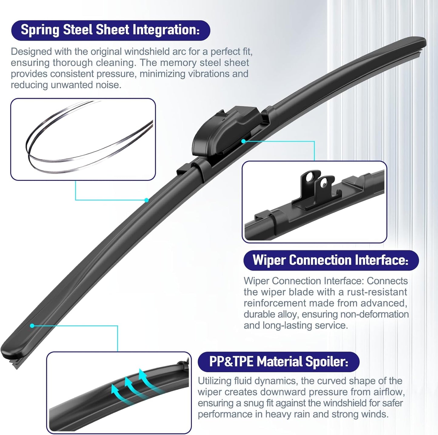 AJK Wiper Blades for Chevrolet Silverado 2014 2015 2016 2017 2018, 2 Piece All Weather OEM Quality Automotive Replacement Windshield Wiper Blades for My Car