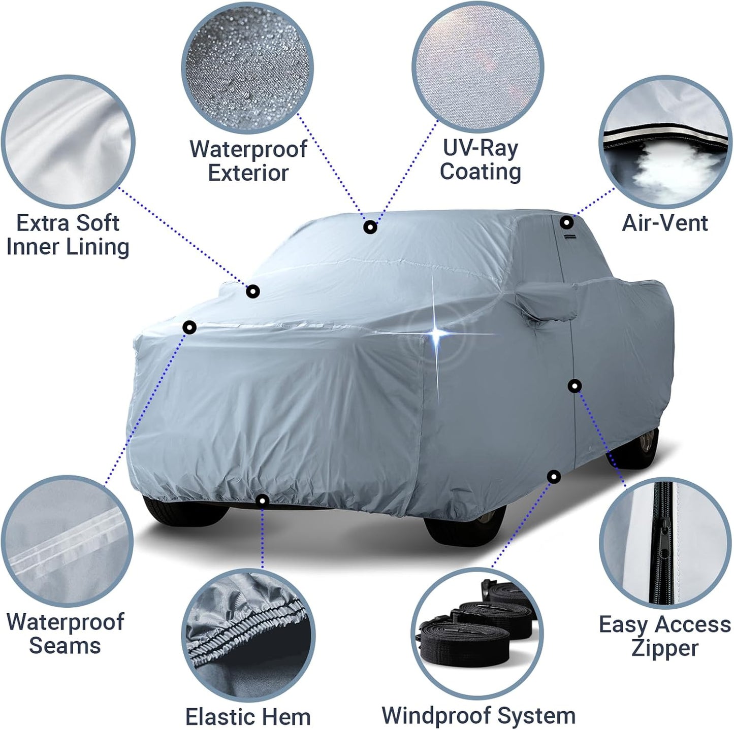 iCarCover Fits 2011-2024 Crew Cab, 6.4 ft Regular Bed RAM 1500 Truck Cover Automobiles Form-Fit Padded Full Exterior Waterproof Automobiles Protection Covers