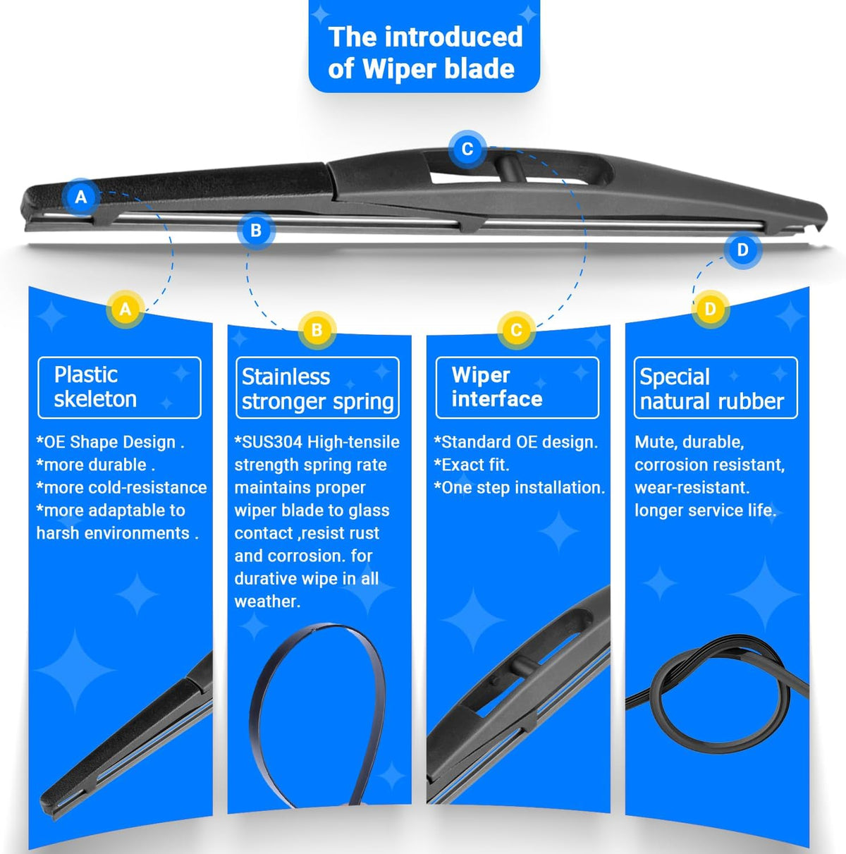 Windshield Wiper Blades Replacement for Nissan LEAF 2011 2012 2013 2014 2015 2016 2017 Original Factory Quality Front Rear Wipers Blade Set for My Car - 26" 16" 10" (Pack of 3)
