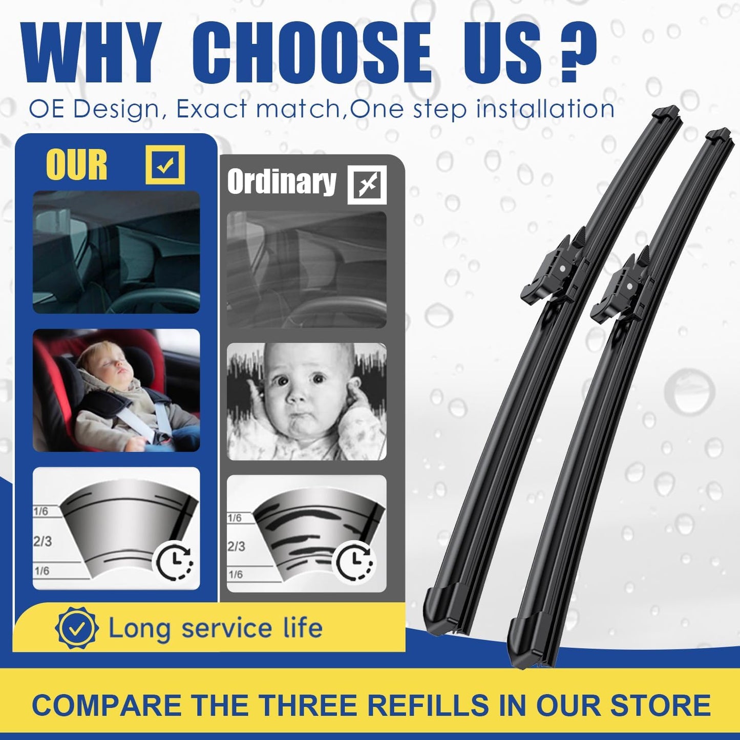 3 wipers Replacement For 2012 2011 2010 2009 2008 Ford Escape Original Equipment Replacement Windshield Wiper Blades Set 20"+20" +12" (Set of 3) Pinch Tab