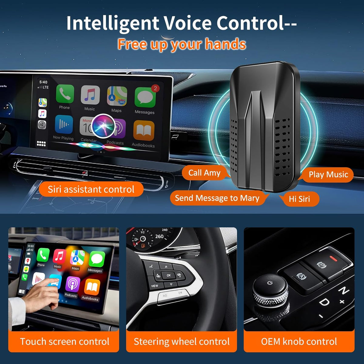 Wireless Carplay & Android Auto Adapter, 2025 Upgrade Carplay Ai Box Support Netflix/YouTube/TikTok/TF Card,Plug&Play, Mirror Link, Easy Setup, for Cars Equipped with OEM Wired CarPlay
