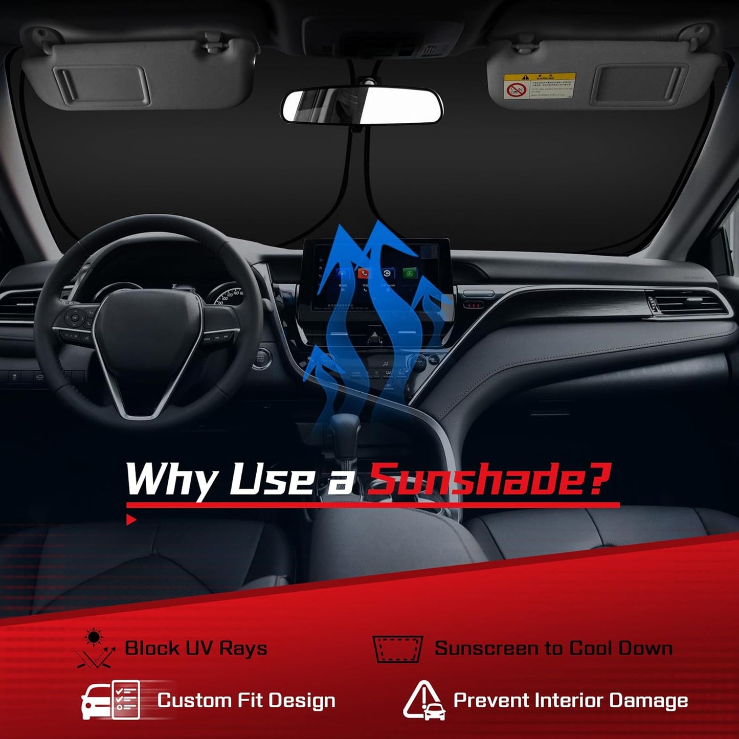 ARISMOTOR Windshield Sun Shade for Kia EV9 2024-2025, Custom Fit Foldable Front Window Sunshade Sun Visor Protector, Block UV Rays Keep Your Car Cooler