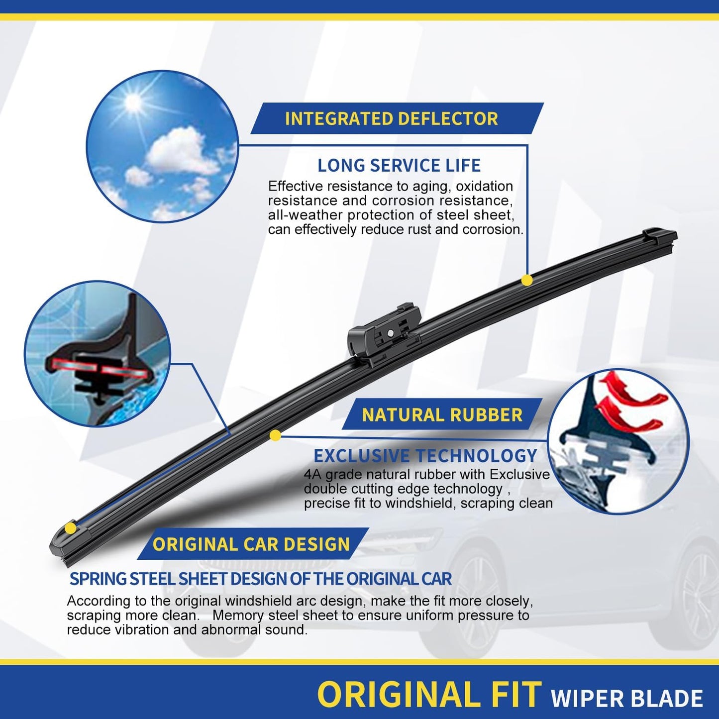 3 Wipers Factory Replacement For Subaru Forester 2019-2021 2022 2023 2024 Original Equipment Replacement Windshield Wiper Blades Set 26"+17"+14" (Set of 3)