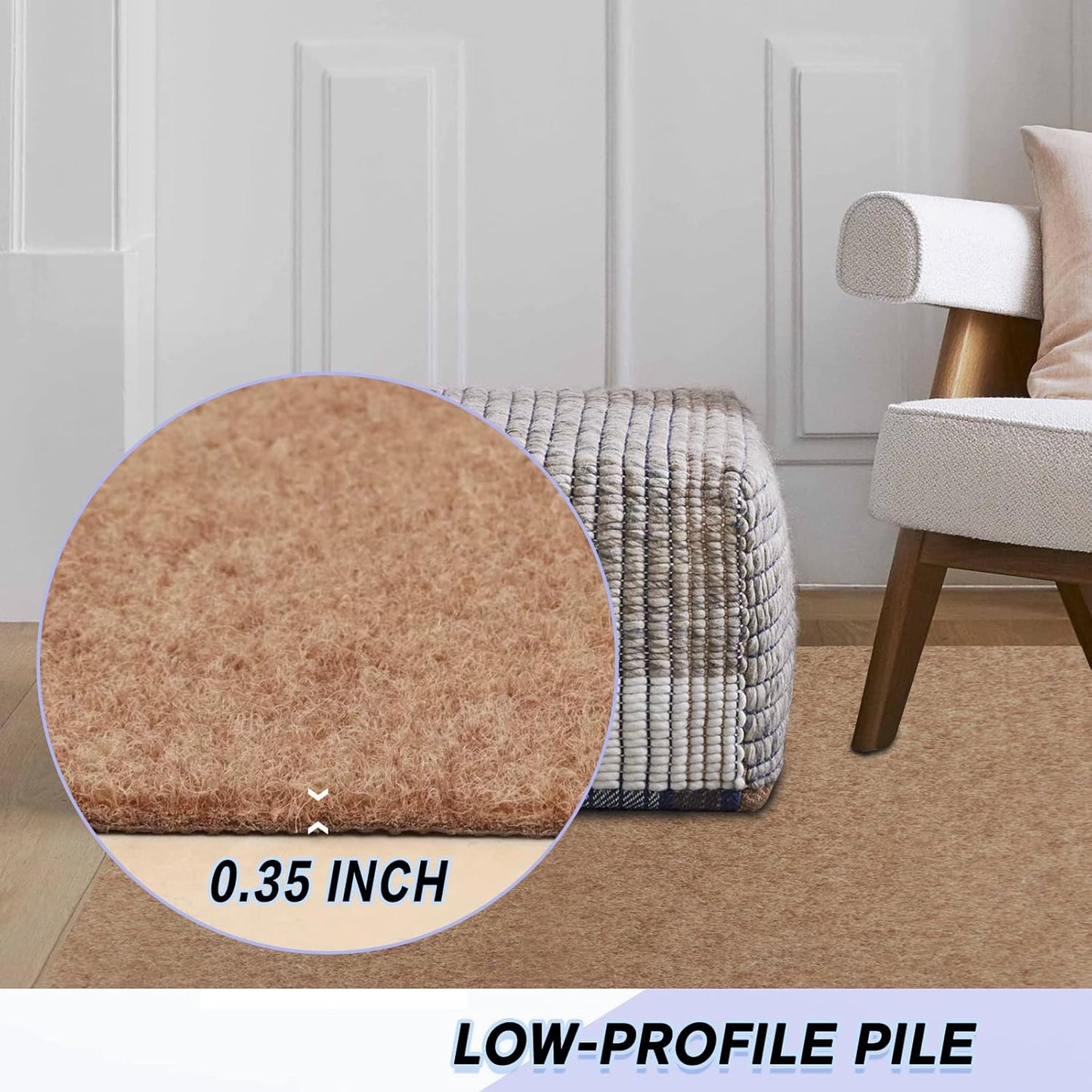 Custom Size Backed Non-Slip Area Rugs Runner, Easy Clean, Waterproof Runner Rugs for Hallway Entryway, Kitchen, Laundry, 2FT x 72FT, Beige