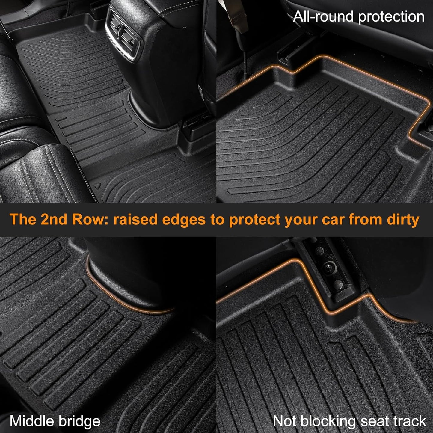 Binmotor-Floor Mats for Toyota Corolla 2009-2013, Front & 2nd Row, TPE All Weather Car Accessories Mats for Toyota Corolla Custom Fit for Corolla Floor Liners Waterproof Car Mats