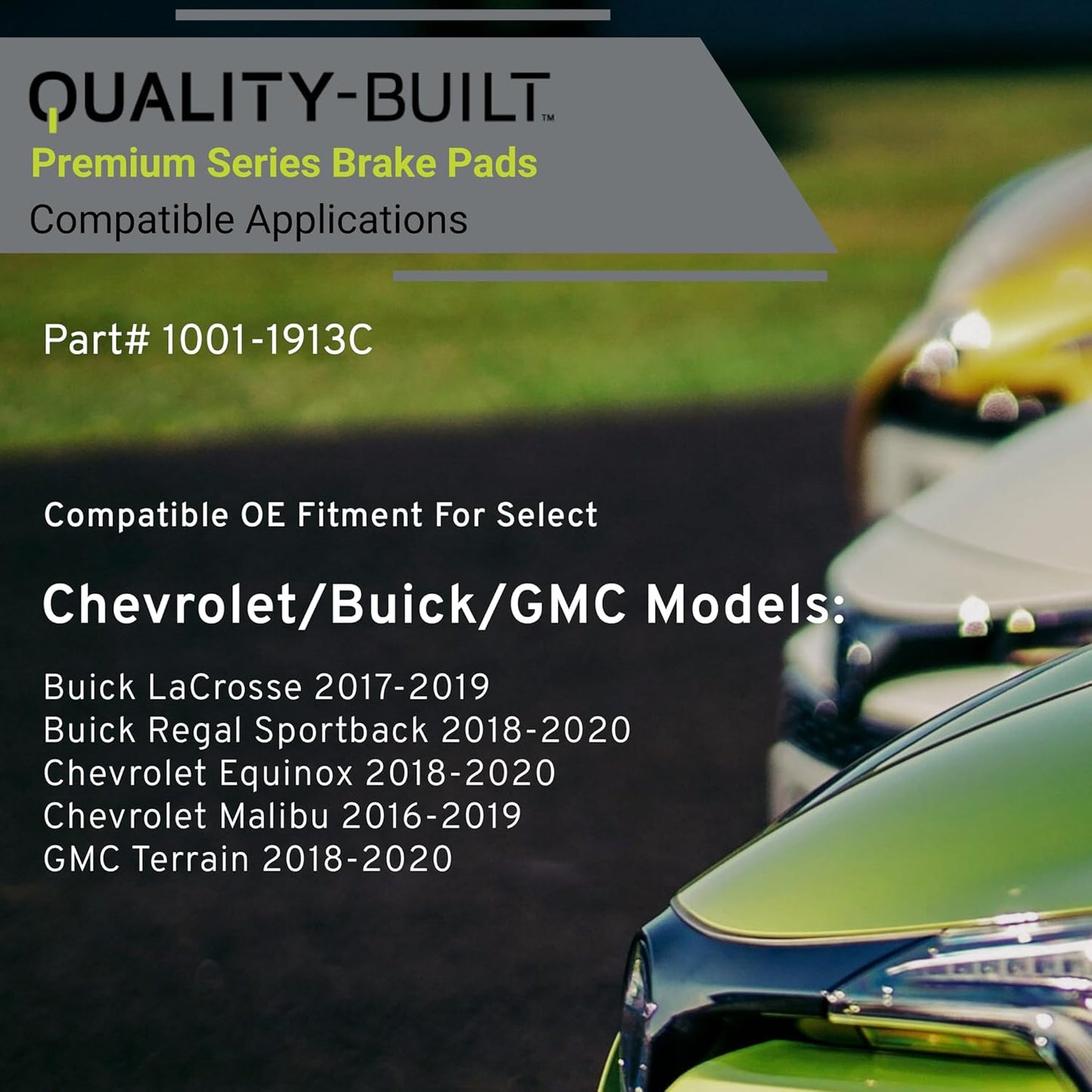 Premium Ceramic Front Brake Pads (1001-1913C) Compatible with Buick LaCrosse 2019-2017, Regal Sportback 2020-2018, Chevrolet Equinox 2020-2018, Malibu 2019-2016, GMC Terrain 2020-2018