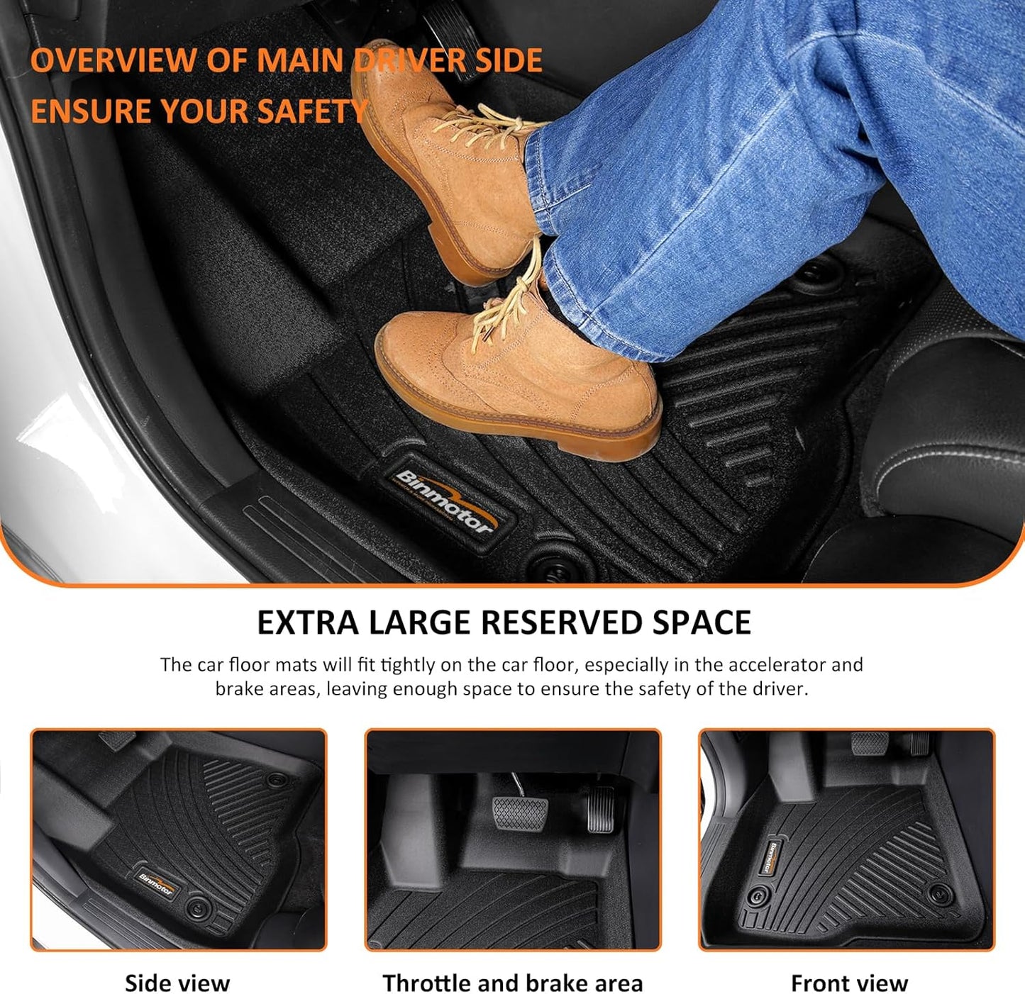 Binmotor-All Weather Custom Floor Mats with Cargo Liner for Acura MDX 2025 2024-2022, 1st & 2nd & 3rd Row Full Set Car Mats TPE, Heavy Duty Car Floor Liners for MDX Accessories