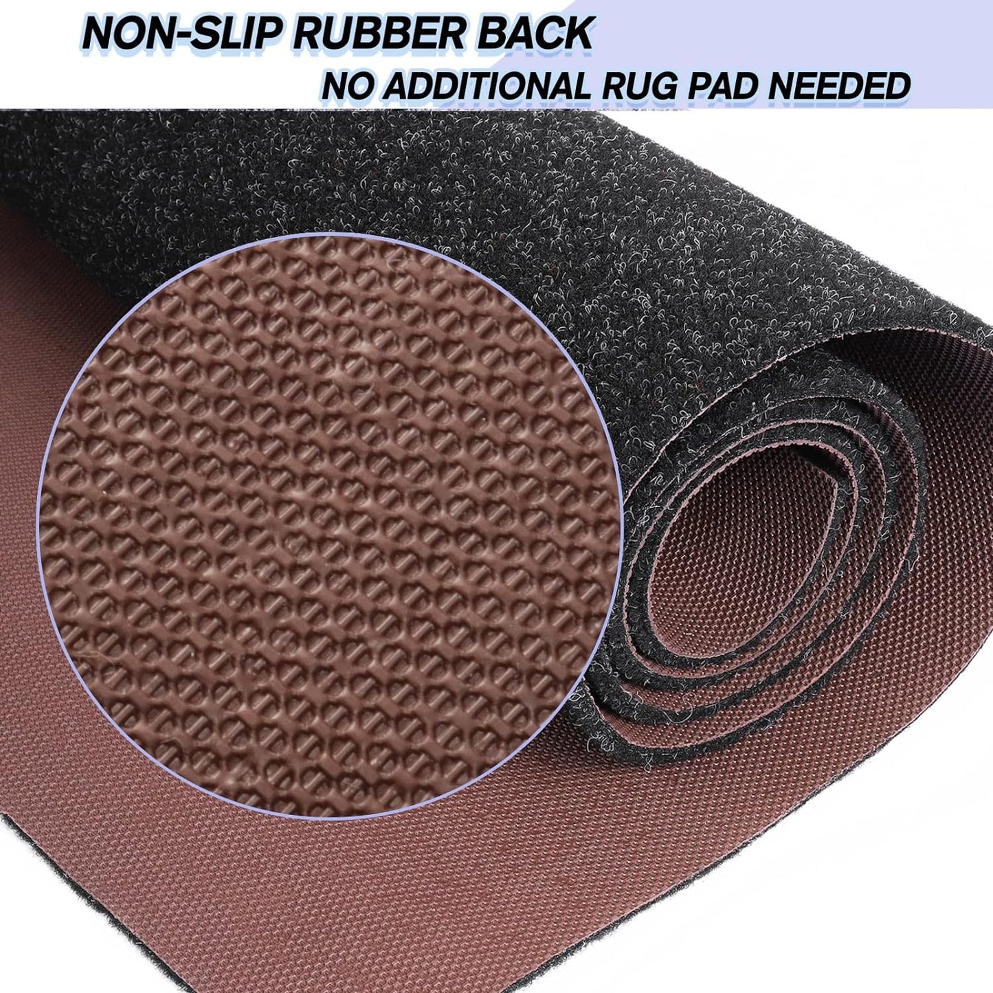 Custom Size Backed Non-Slip Area Rugs Runner, Easy Clean, Waterproof Runner Rugs for Hallway Entryway, Kitchen, Laundry, 2FT x 50FT, Black