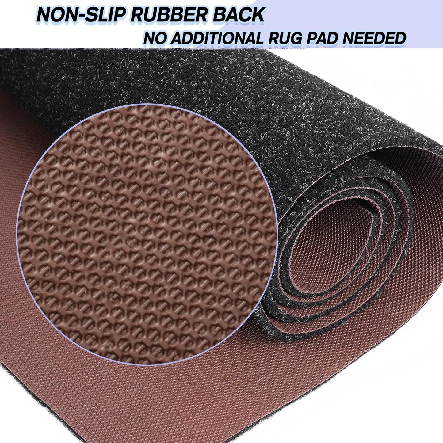 Custom Size Backed Non-Slip Area Rugs Runner, Easy Clean, Waterproof Runner Rugs for Hallway Entryway, Kitchen, Laundry, 3FT x 53FT, Black