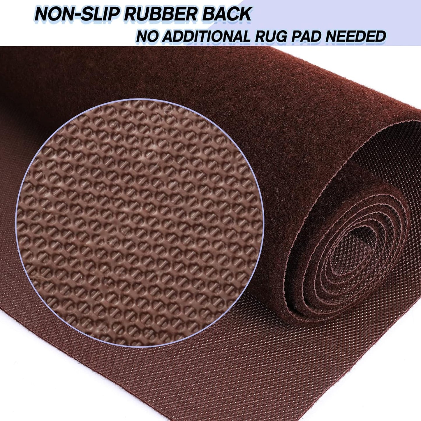 Custom Size Backed Non-Slip Area Rugs Runner, Easy Clean, Waterproof Runner Rugs for Hallway Entryway, Kitchen, Laundry, 3FT x 27FT, Brown
