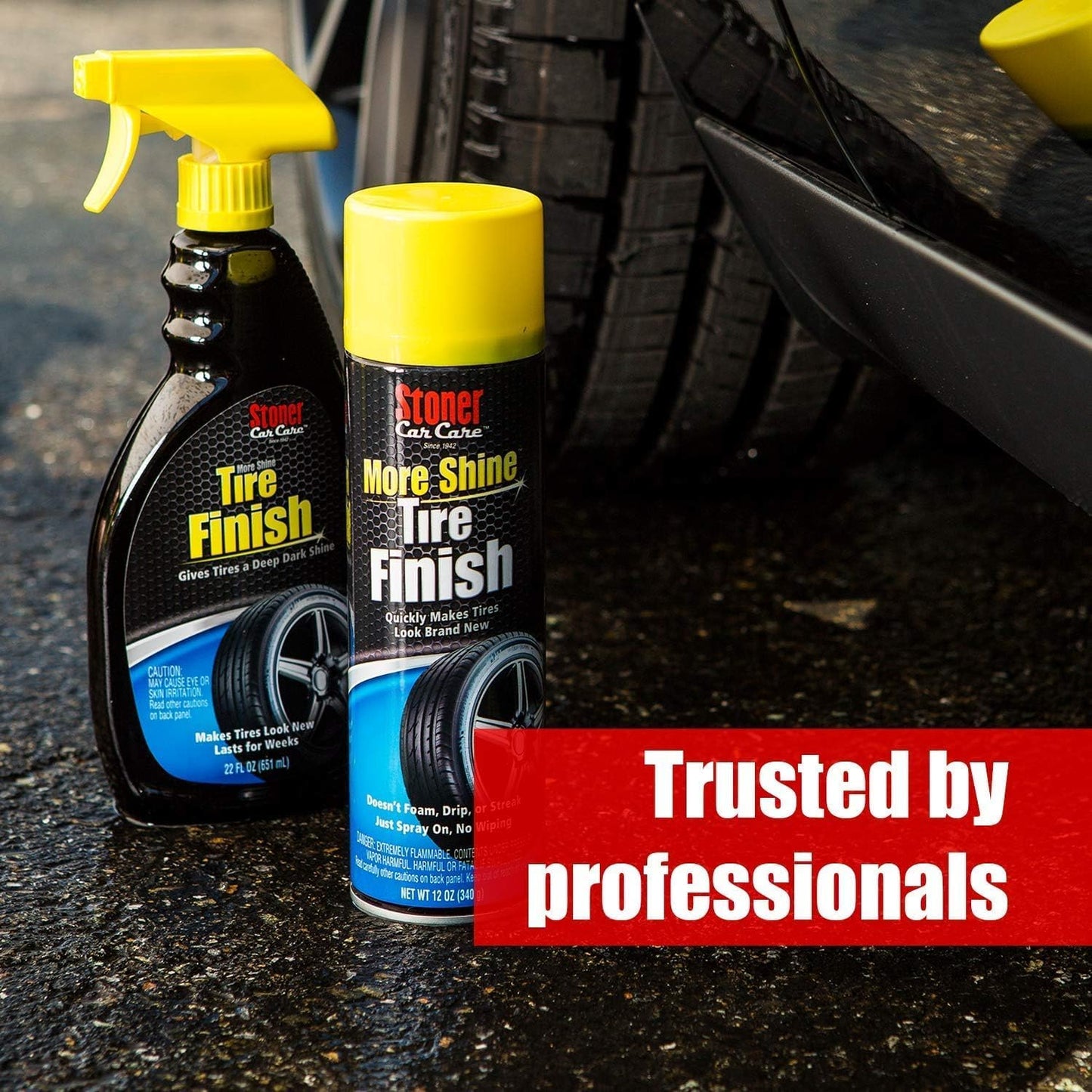 Stoner Car Care 91044-3PK Original More Shine Tire Finish for Tire and Wheel Care Creates a Long-Lasting, Rain-Resistant Tire Shine, Makes Faded Tires Look New, Non-Greasy Formula, 12 Oz, Pack of 3