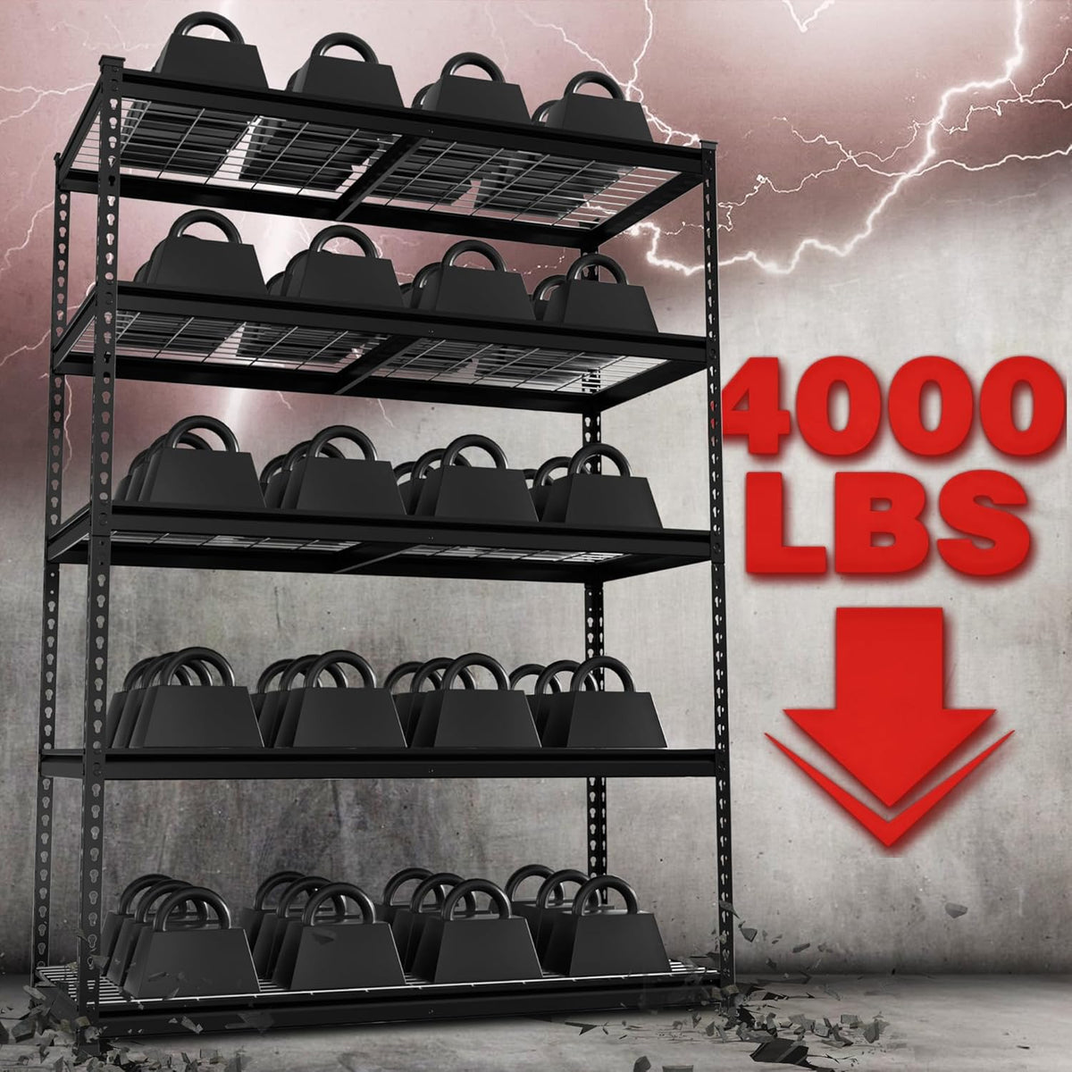 WORKPRO 4000LBS Heavy Duty Shelving, 48”W x 24”D x 72”H, 5-Tier Storage Shelves, Adjustable Metal Shelving, Garage Shelving for Basement, Warehouse, Workshop