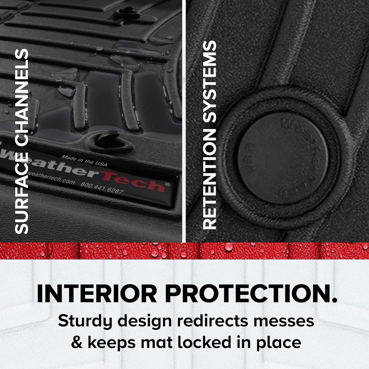 WeatherTech Custom Fit FloorLiners for Honda CR-V, CR-V Hybrid - 1st & 2nd Row (441780-1-2), Black