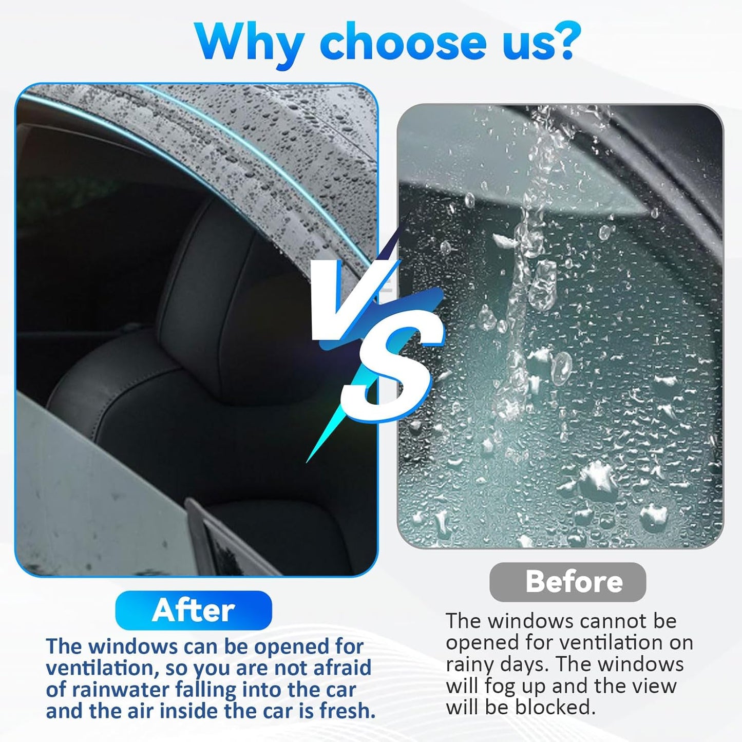 4pcs Front+Rear Smoke Tint Sun/Rain Guard Outside Mount Tape-On Vent Window Visors Compatible with 09-13 Forester