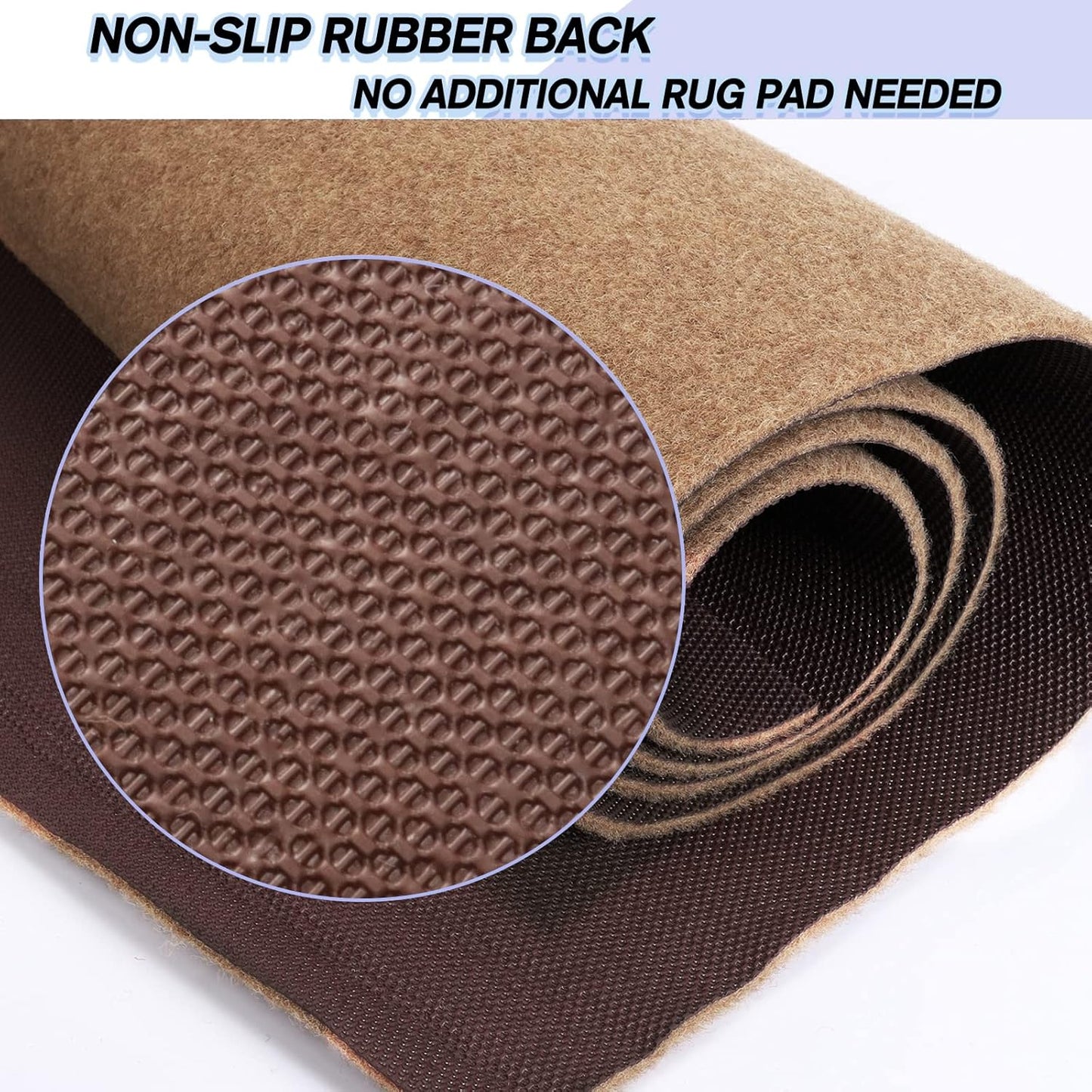 Custom Size Backed Non-Slip Area Rugs Runner, Easy Clean, Waterproof Runner Rugs for Hallway Entryway, Kitchen, Laundry, 2FT x 66FT, Beige