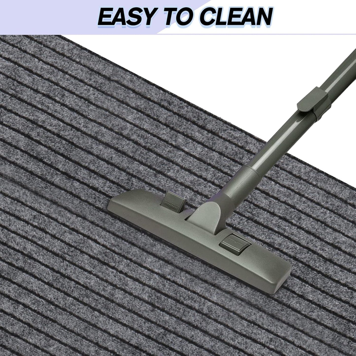 Custom Size Backed Non-Slip Area Rugs Runner, Easy Clean, Waterproof Runner Rugs for Hallway Entryway, Kitchen, Laundry, 3FT x 35FT, Gray Stripe