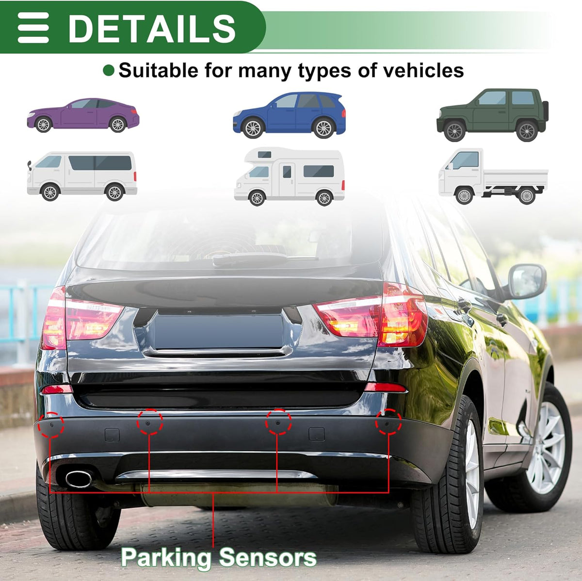 Motoforti Universal Car Auto Vehicle Reverse Backup Radar System Reverse Parking Sensors Alarm Buzzer Reminder Distance Detection Red 2 Parking Sensors