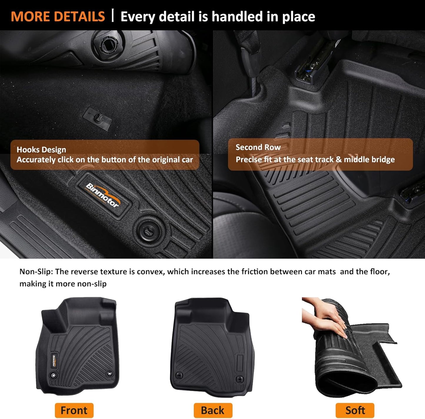Binmotor-All Weather Custom Floor Mats with Cargo Liner for Acura MDX 2025 2024-2022, 1st & 2nd & 3rd Row Full Set Car Mats TPE, Heavy Duty Car Floor Liners for MDX Accessories