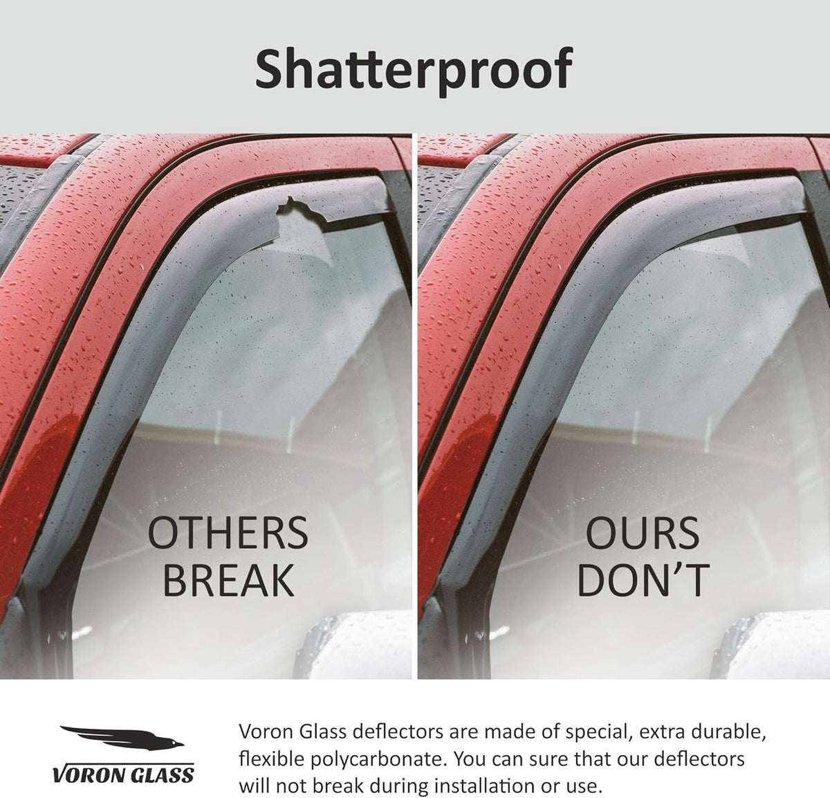Voron Glass in-Channel Extra Durable Rain Guards for Dodge RAM 2002-2008 MegaCab, Window Deflectors, Vent Window Visors, 4 Pieces - 200691