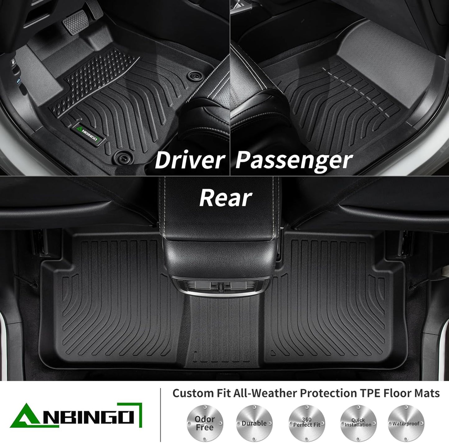 ANBINGO®Floor Mats for Camry AWD 2020-2024 (Only for Camry AWD All Weather Camry Floor Liner Protection TPE Waterproof Non-Slip Camry Accessories (Not Fit for Hybrid or FWD)