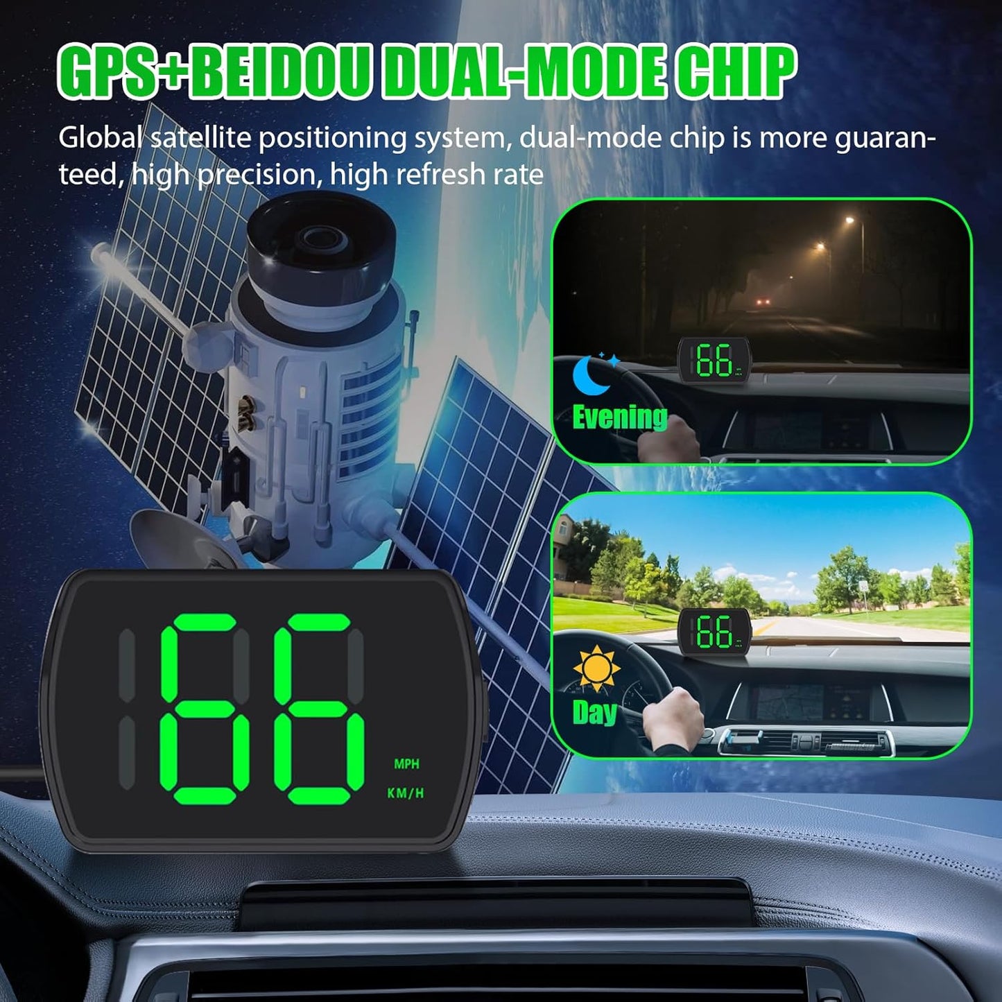 GPS Digital Speedometer for Car MPH, Universal HUD Speed Meter with LED Large Font, Plug Play for Car Truck Motor SUV Golf Cart All Vehicles (2 Pack Digital Speedometer with Charger)