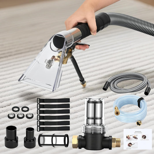 Upgraded Vacuum Cleaner Extractor Kit Compatible with Shop Vac, 50 FT Waterline, Carpet and Upholstery Cleaning Extractor Hose Kit with Hose and Adapter for Home and Car Cleaning, 10 FT Vacuum Hose