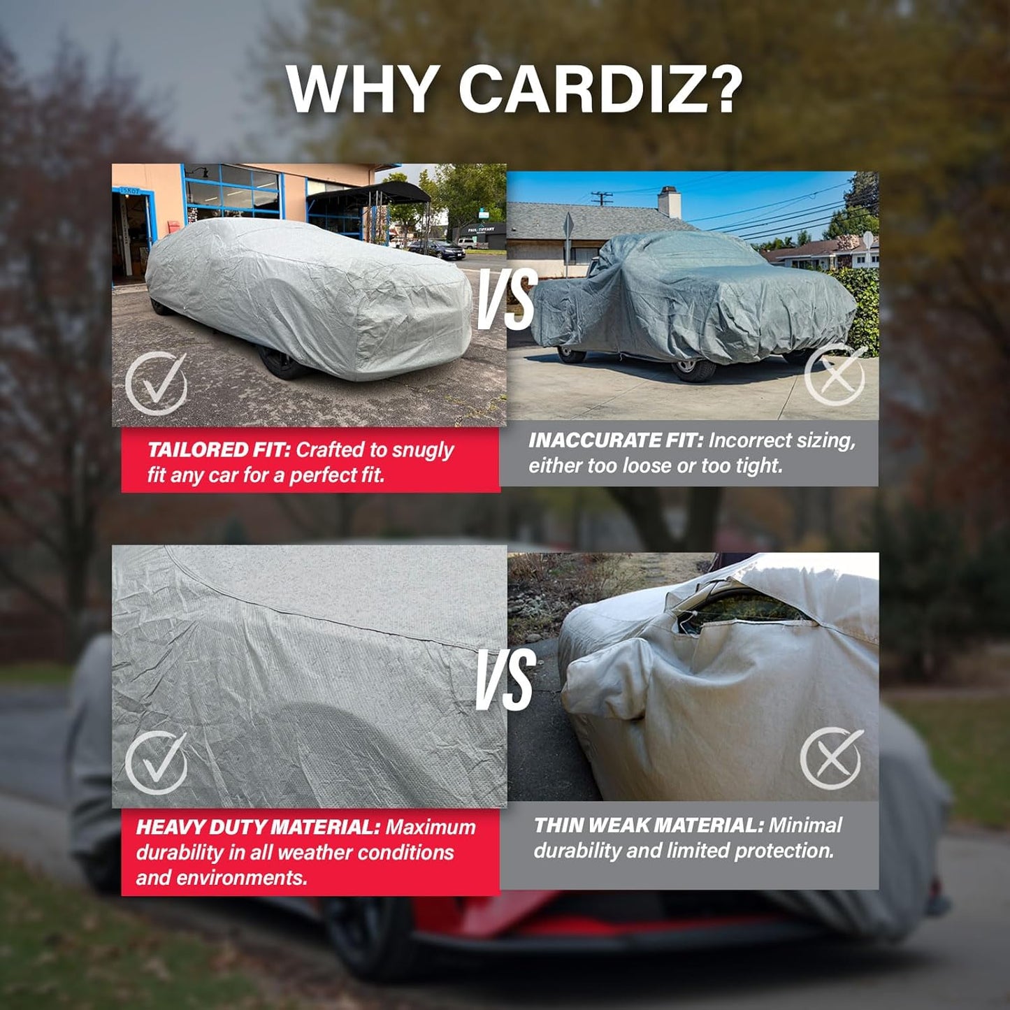 Supreme Full Car Cover - Semi Custom Fit for Chevrolet Tahoe 4-Door SUV (2007-2014) | All-Weather Protection: Waterproof, Dustproof, Windproof, UV-Resistant | Includes Accessories