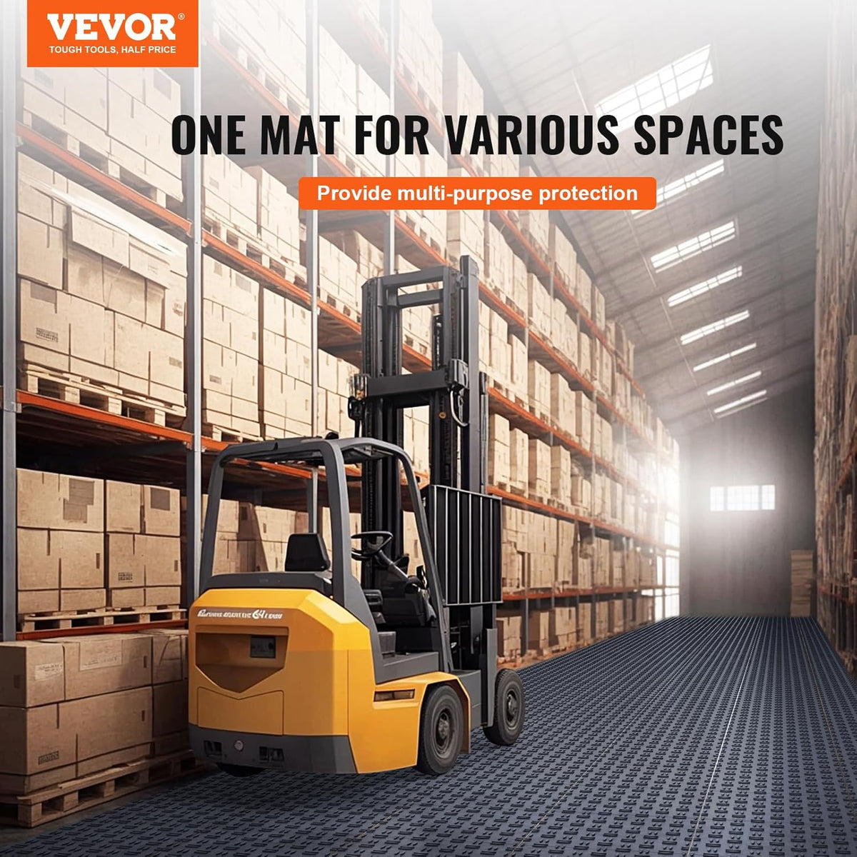 VEVOR Garage Tiles Interlocking, 12 x 12 x 0.53 inch 25 Pack Garages Floor Covering Tiles, Non-Slip Double-Sided Texture Garage Flooring Tile, for Garages, Basements, Repair Shops, Graphite Gray
