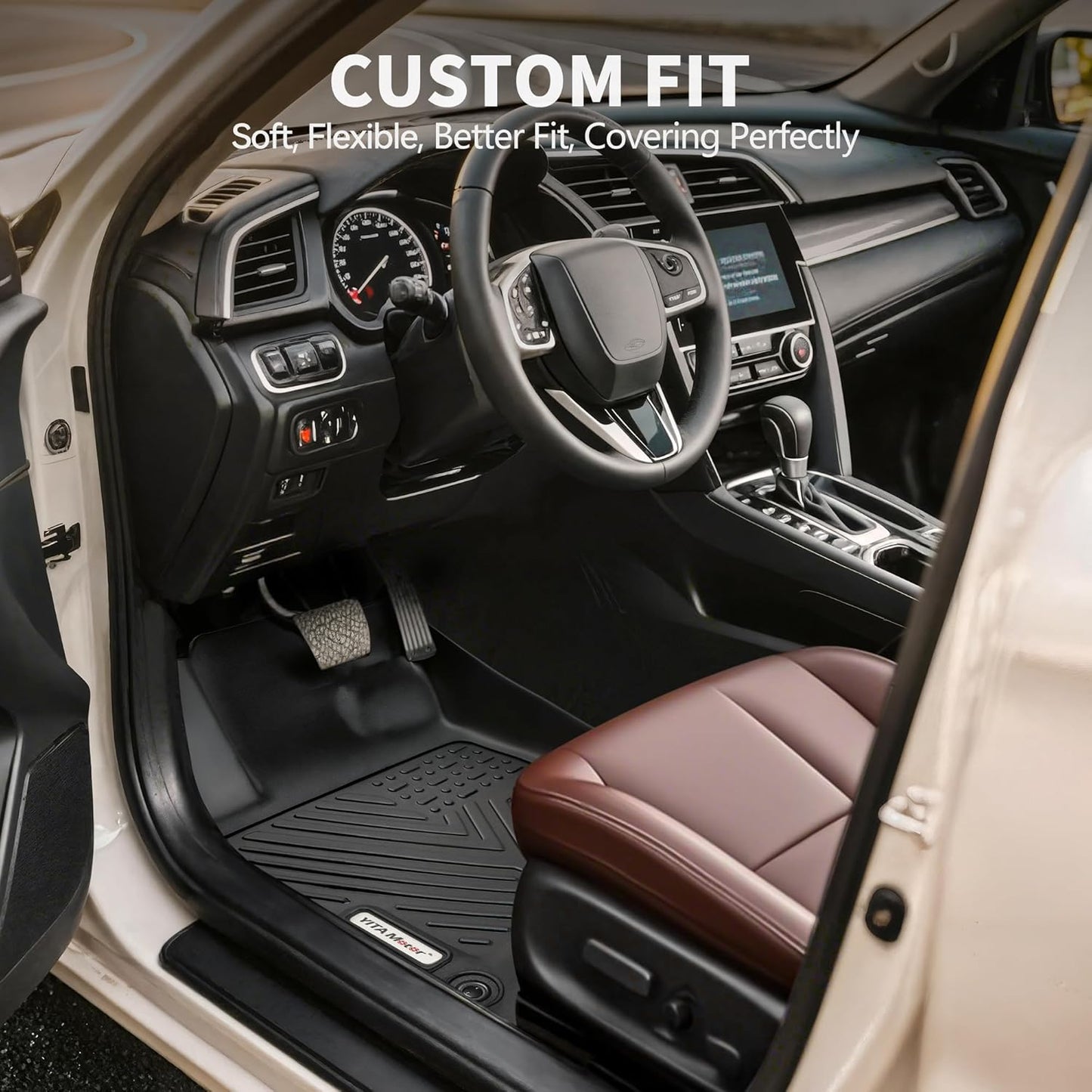 YITAMOTOR Floor Mats Compatible with 2019-2025 Toyota RAV4 (Not Fit for Hybrid or Prime), Custom Fit Black TPE All-Weather Floor Liners