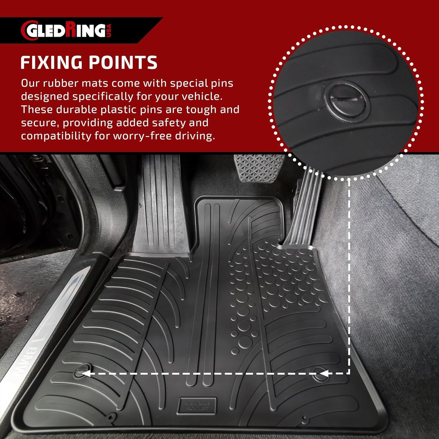 GledringUSA Custom Fit All-Weather Rubber Floor Mats Intended for Land Rover Range Rover Evoque (L538) 2012-2018, No Trimming Required, Protects from Rain, Mud, & Snow