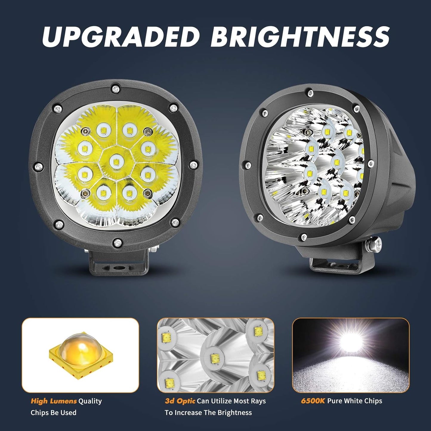 YCHOW-TECH 2PCS 4 Inch LED Fog Lights 90W White Round Offroad Light Bar Flood Beam Off Road LED Pods Bumper Ditch Lights Driving Work Light for Truck Boat Pickup ATV UTV SUV