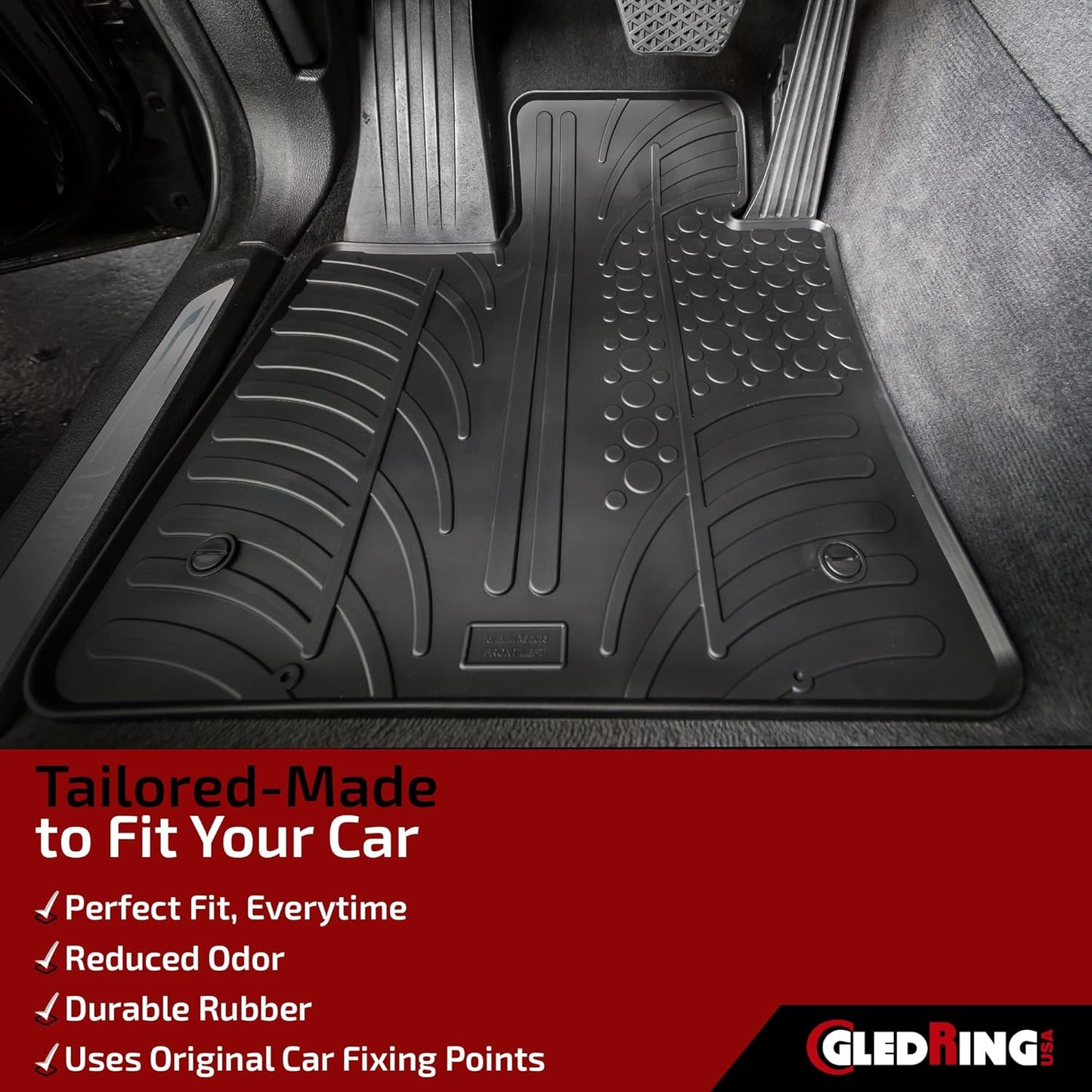 Gledring USA Custom Fit All-Weather Rubber Floor Mats Intended for Range Rover Sport 2014-2022, No Trimming Required, Tailored Custom Fit, Protects from Rain, Mud, & Snow