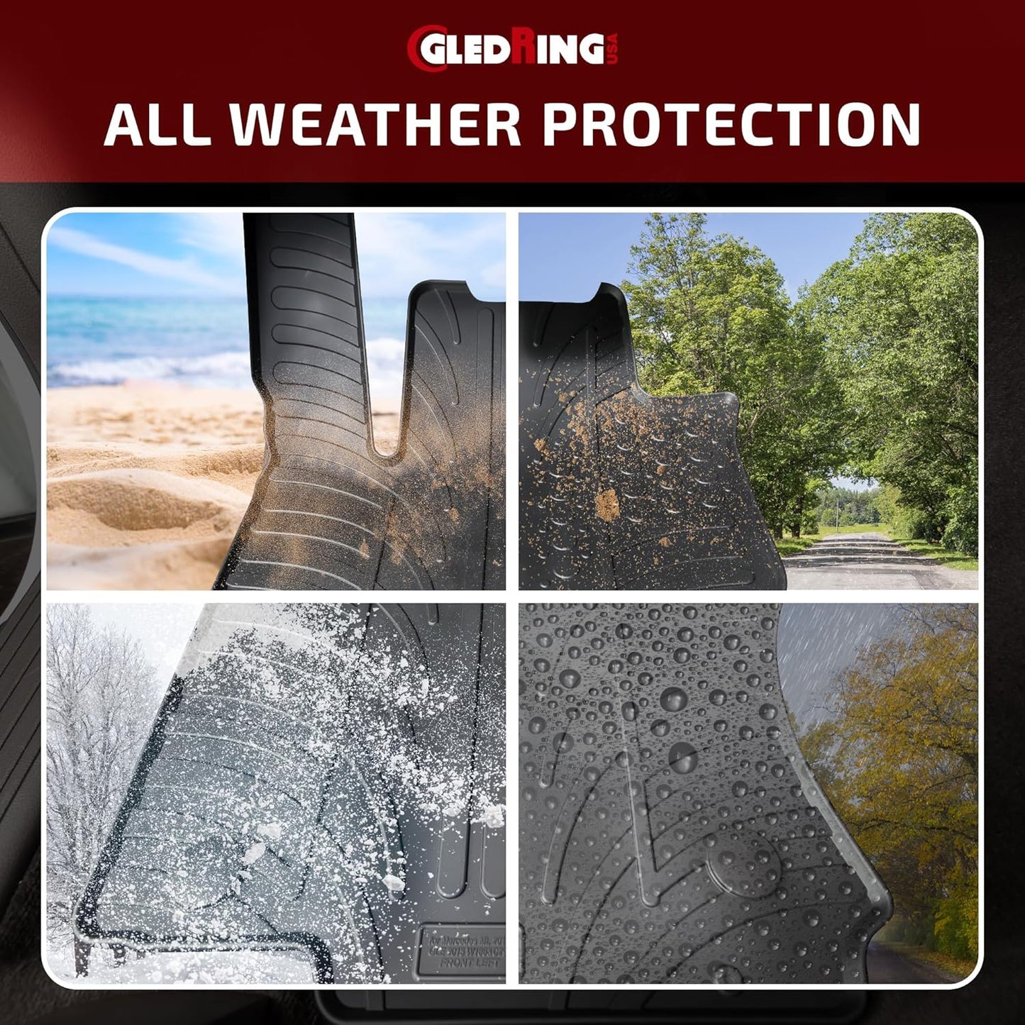 GledringUSA Custom Fit All-Weather Rubber Floor Mats for Land Rover Discovery L462 2018-2022 - No Trimming Needed.