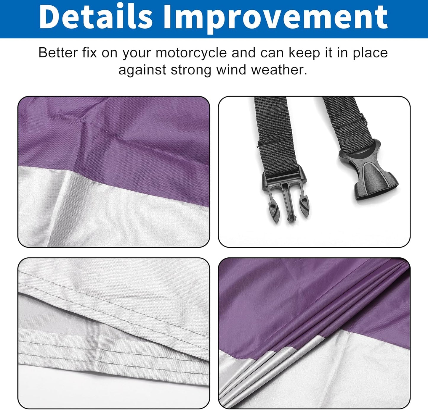 X AUTOHAUX Motorcycle Cover for Harley Davidson for Honda for Suzuki All Season Weather Waterproof Sun Motorbike Cover Fits Up to 96.46'' Motorcycles Vehicle Cover XL Purple Silver Tone